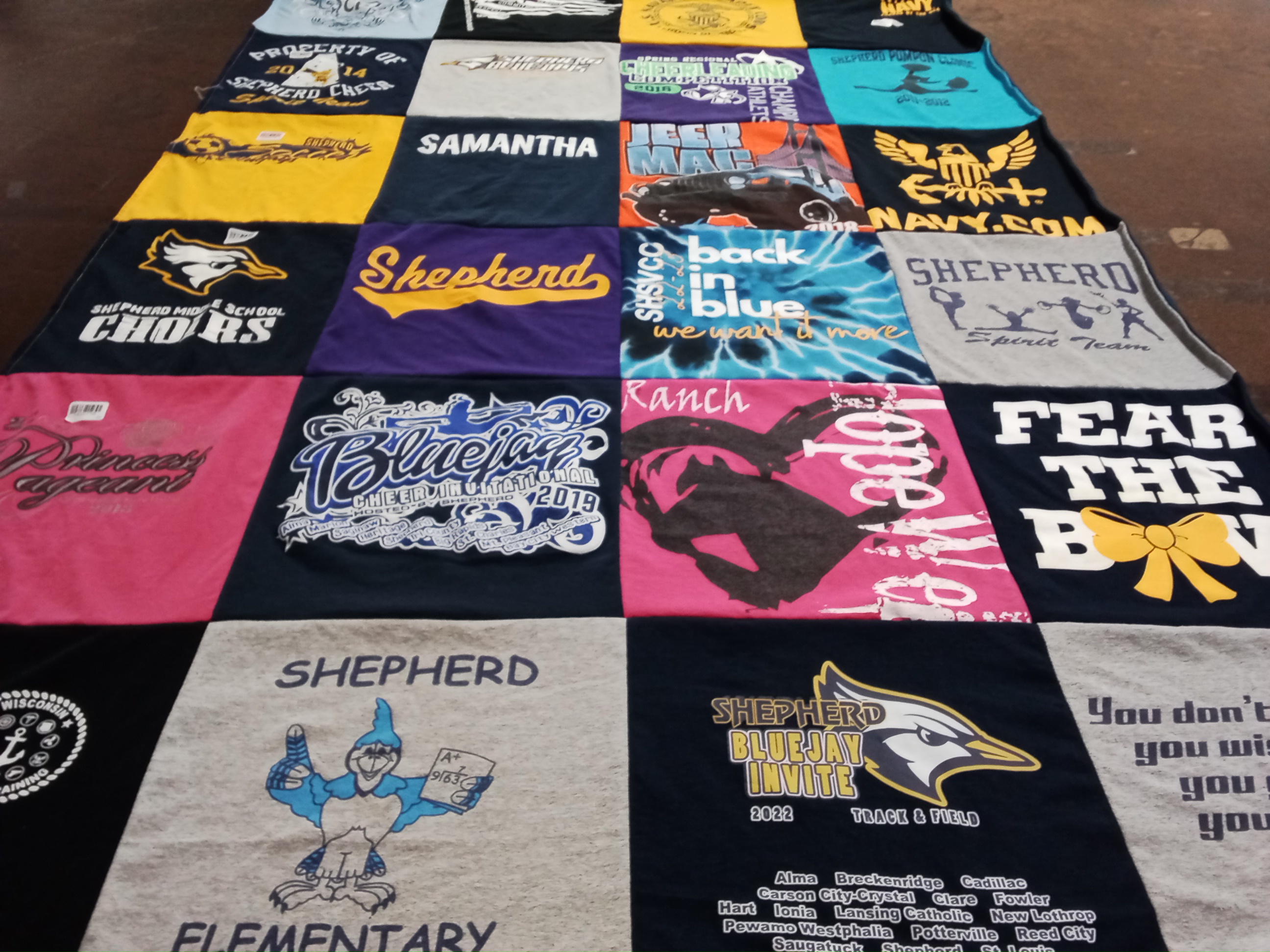 T-shirt quilt featuring shepherd eagles by Raquel from MI