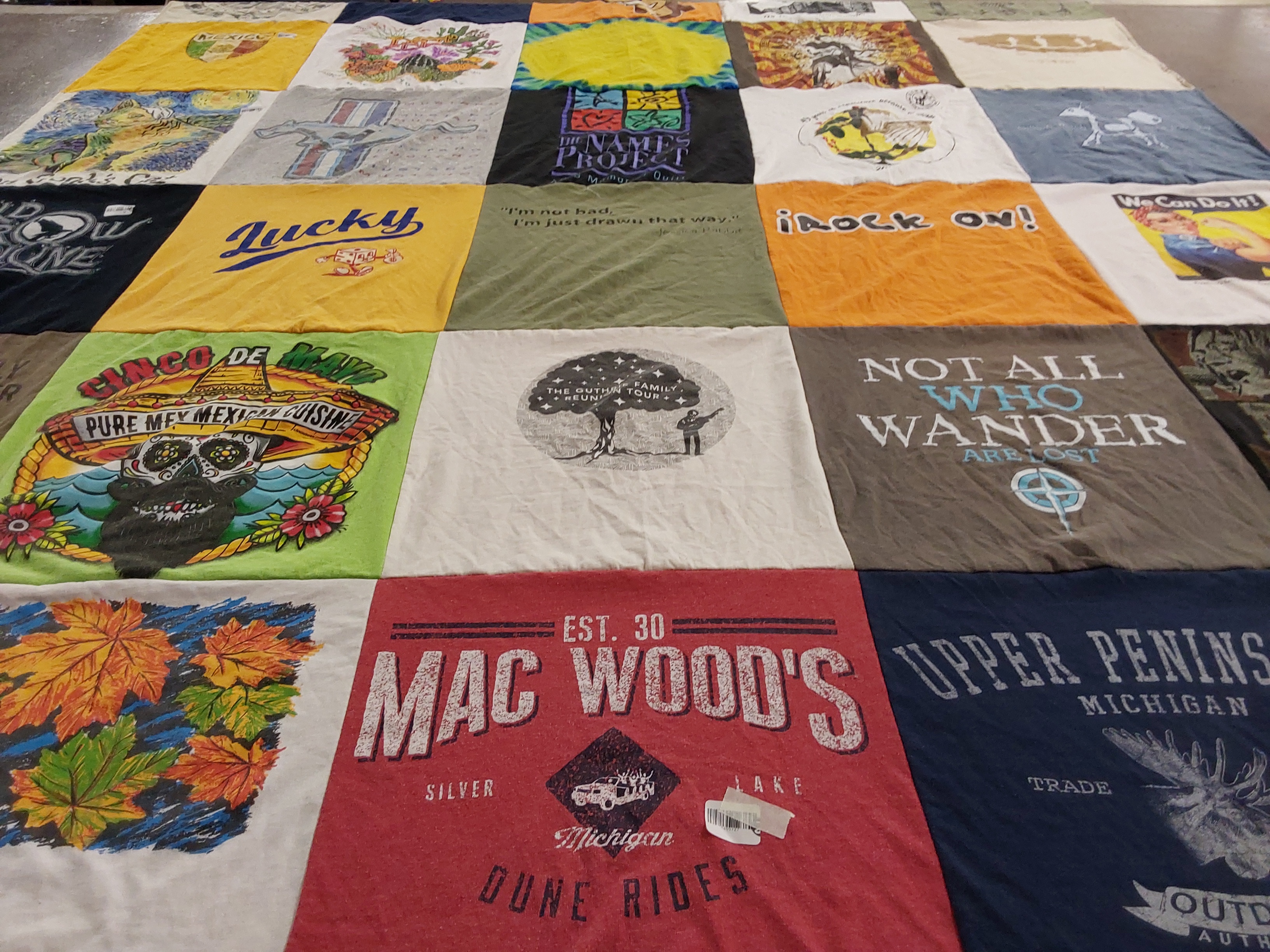 T-shirt quilt with mexican cuisine, nature themes by Karen from MI