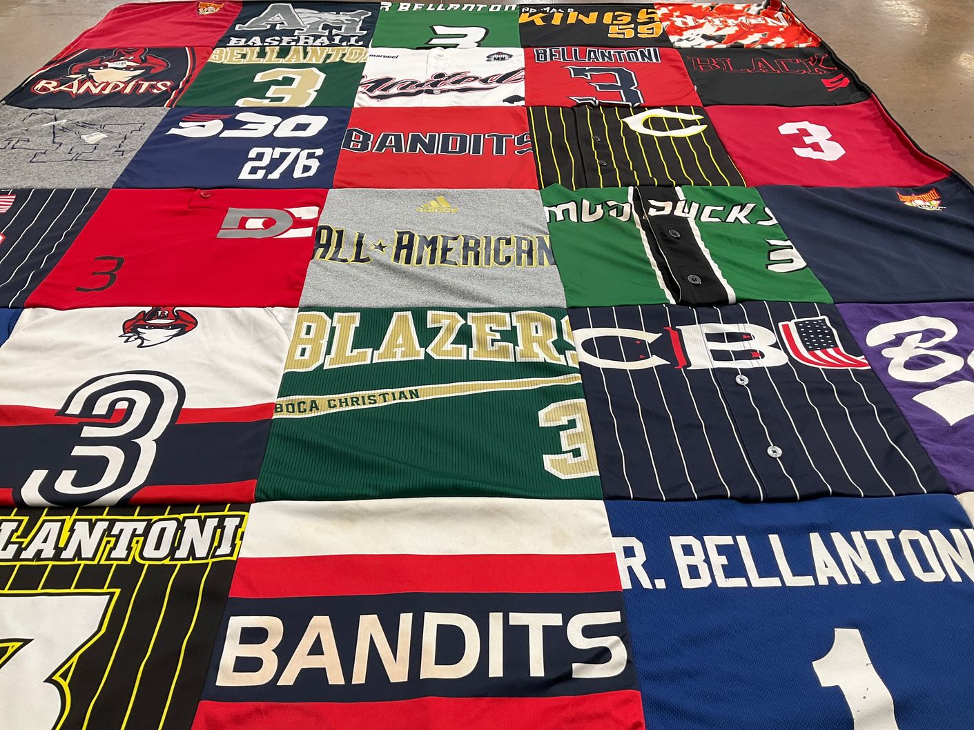 T-shirt quilt with baseball themes by Jenny from FL