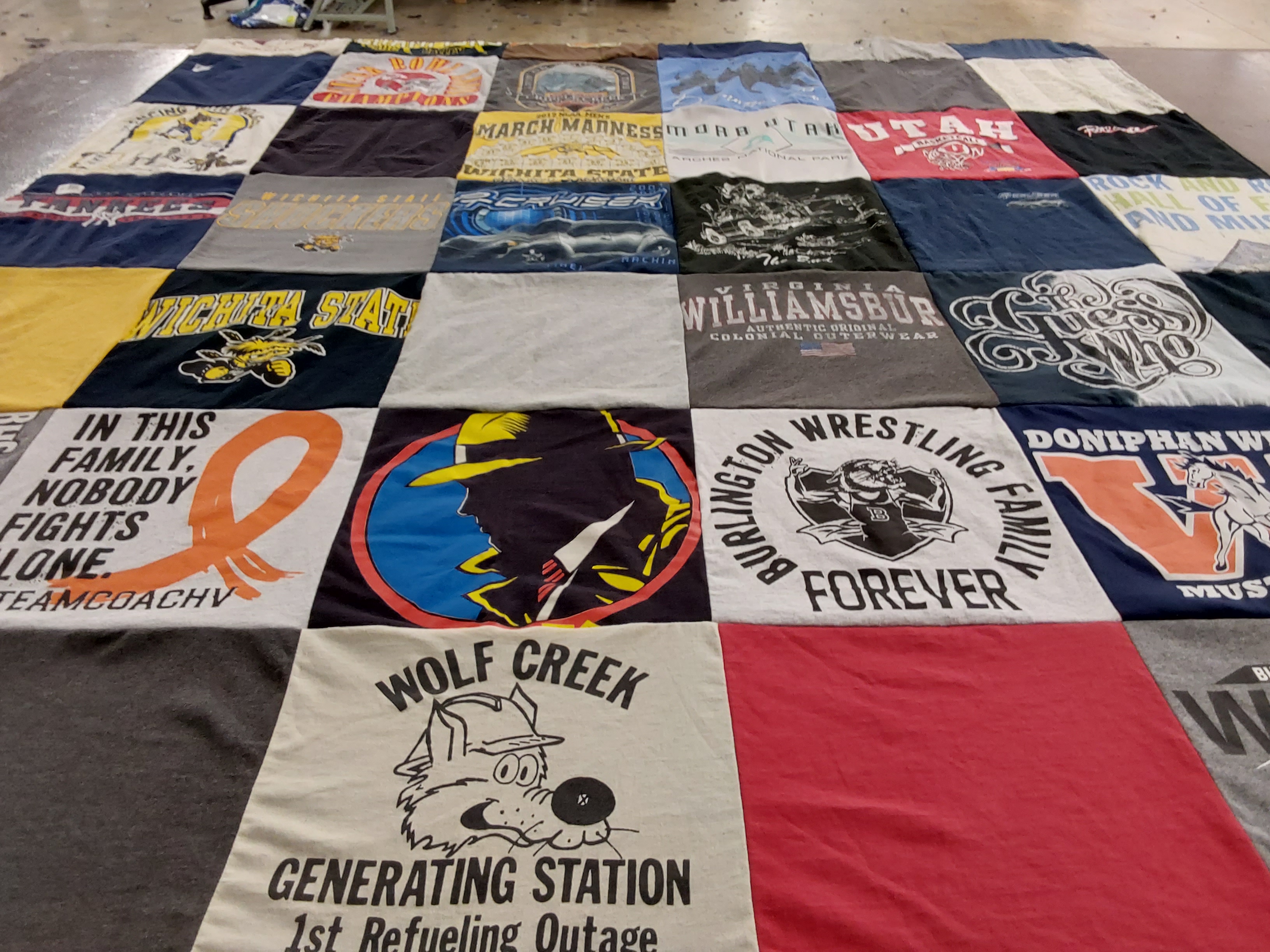 T-shirt quilt featuring burlington wrestling team by Linda from KS