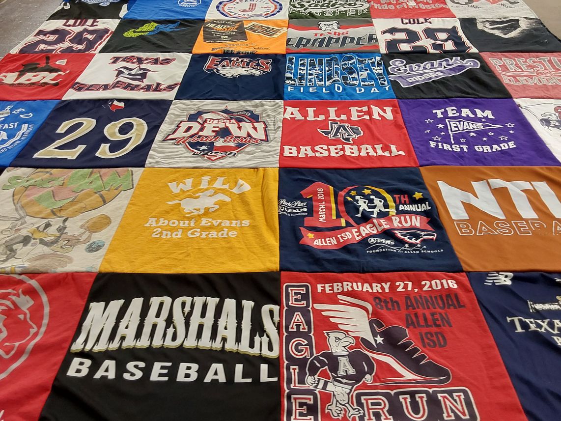 T-shirt quilt featuring texas generals, marshall baseball by Valarie from TX