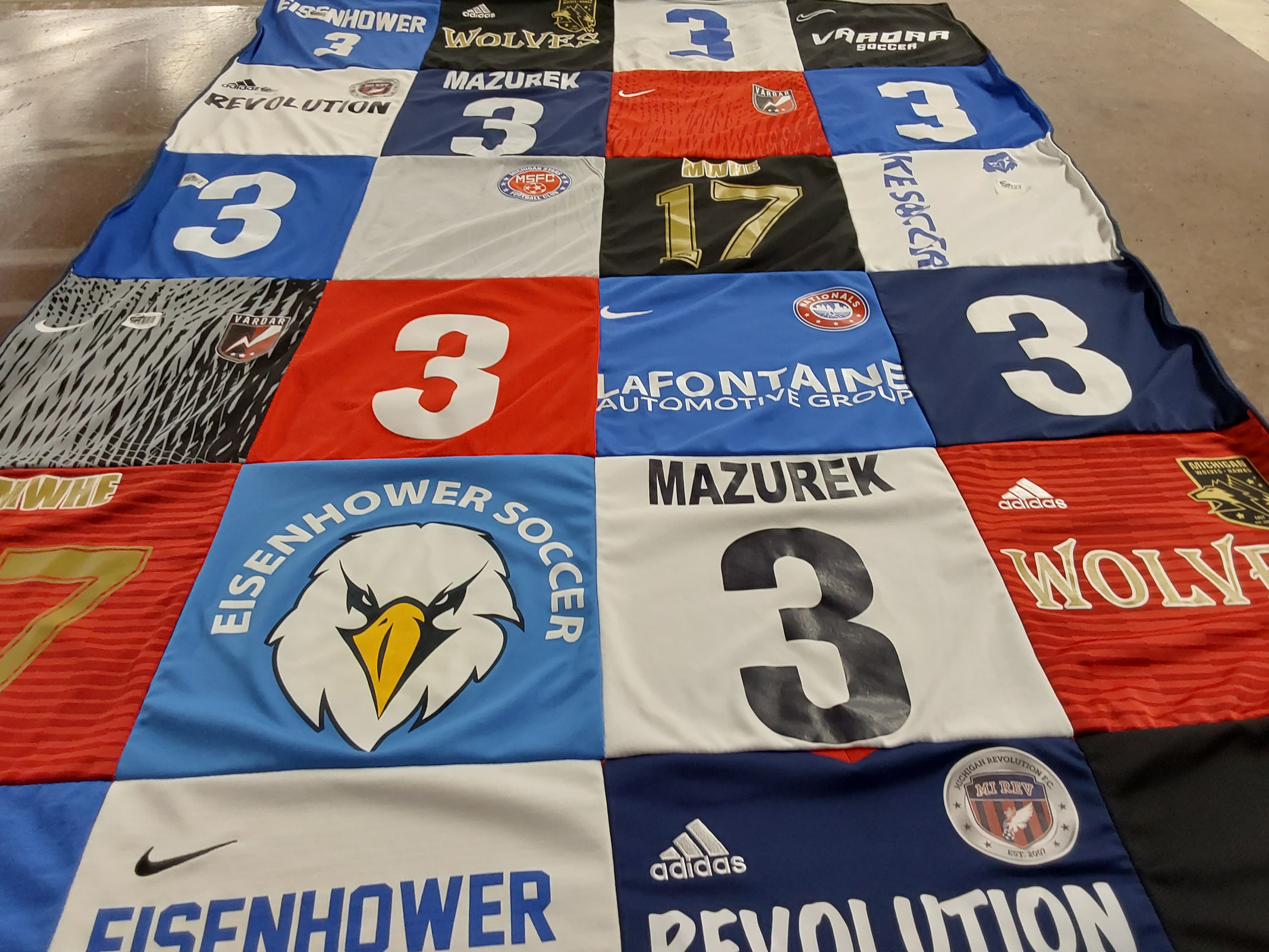 T-shirt quilt featuring eisenhower soccer by Erica from MI