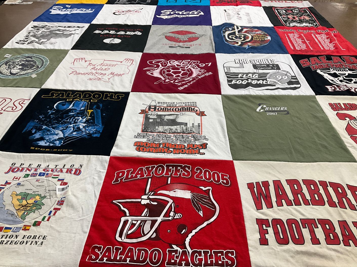 T-shirt quilt featuring salado eagles, warbirds by Shelia from TX