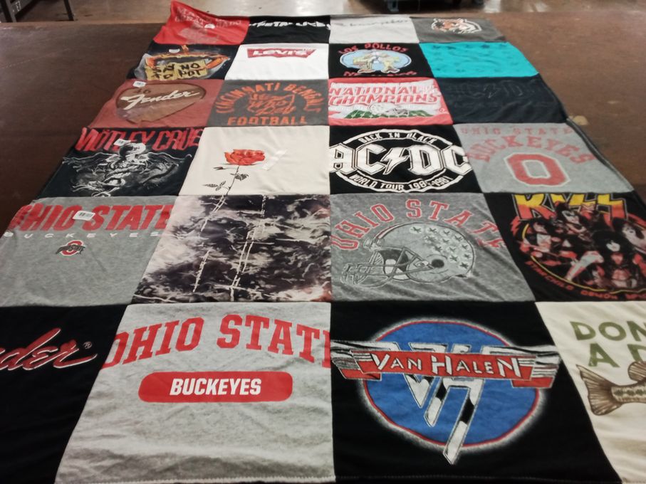 T-shirt quilt featuring ohio state buckeyes by Erin from OH