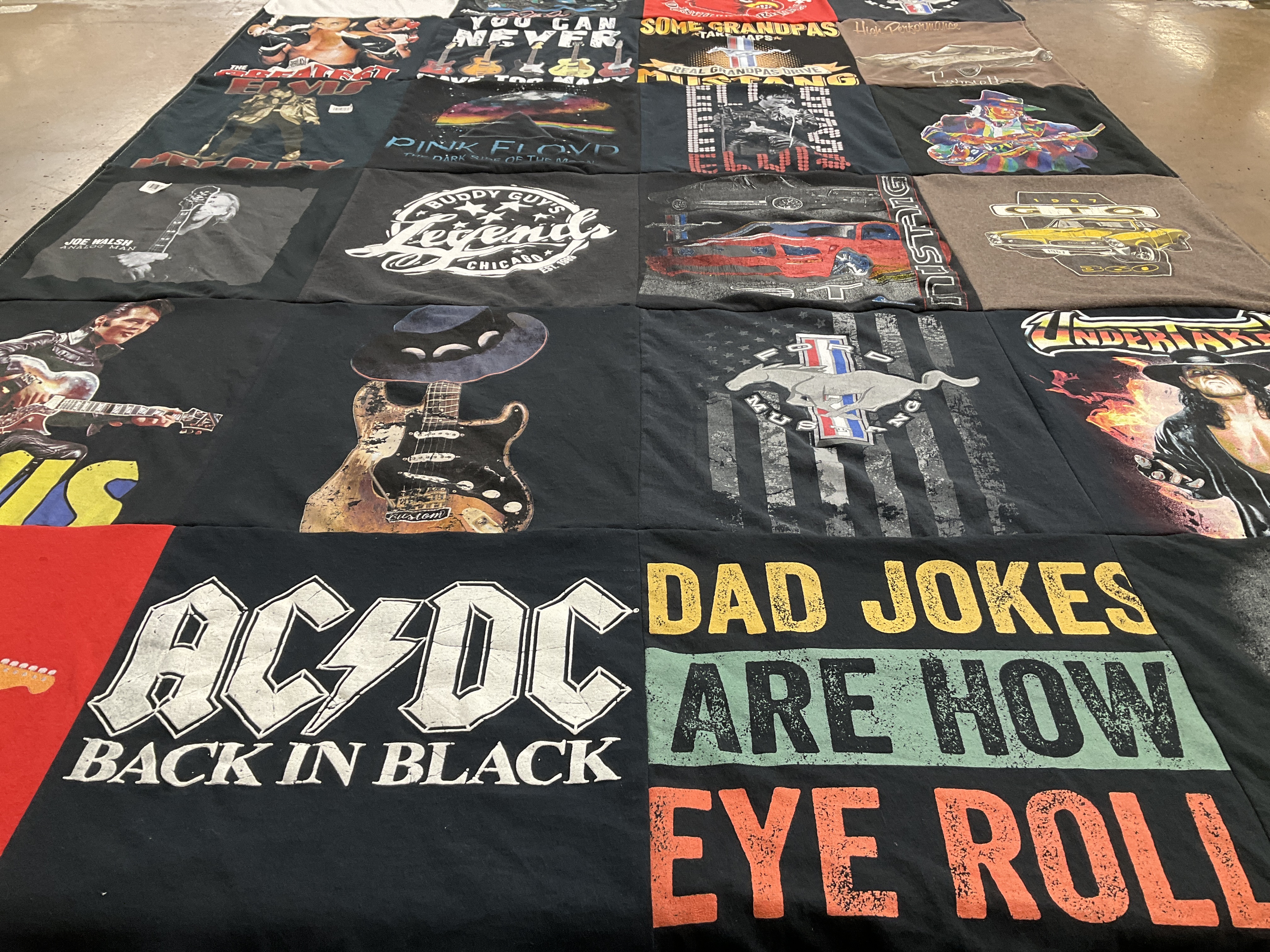T-shirt quilt with music, rock themes by Lisa from KY