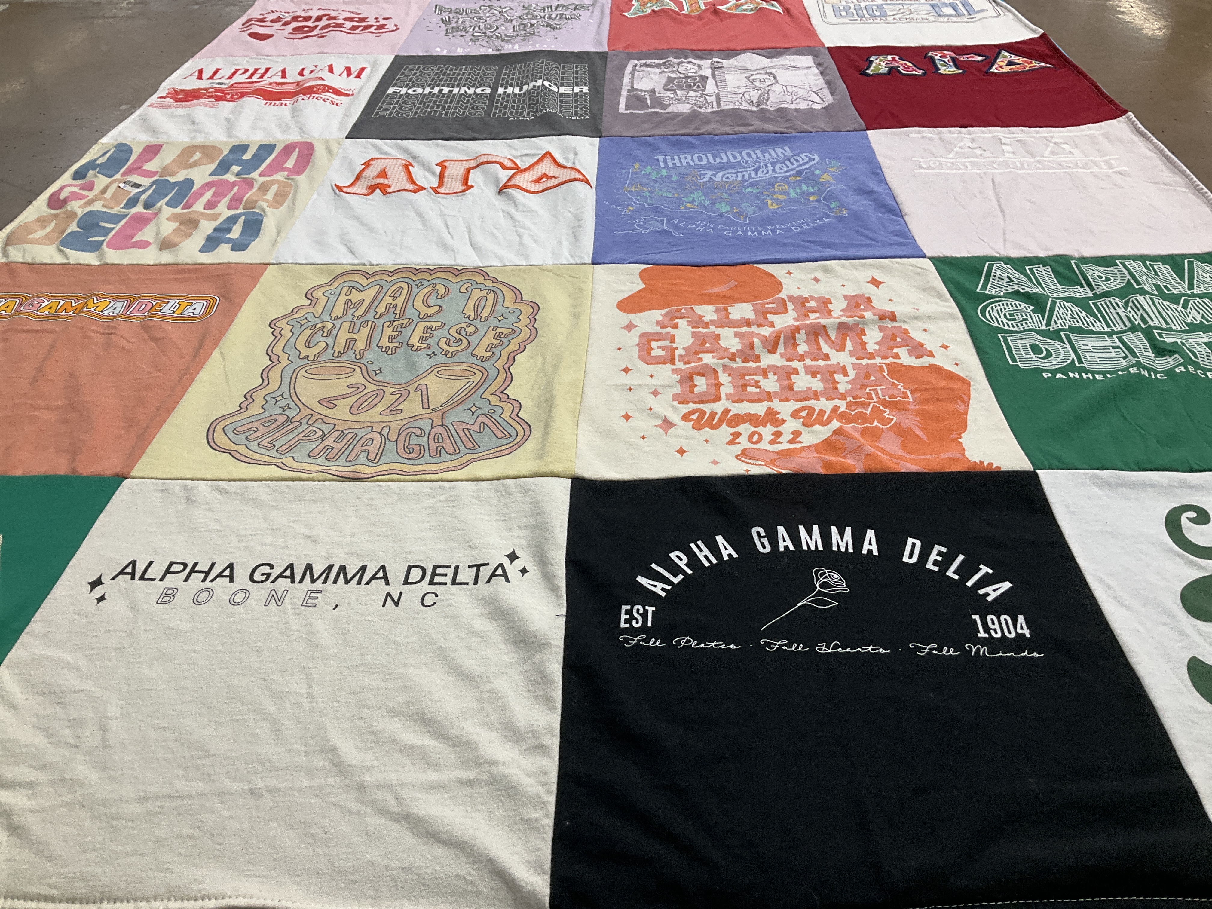 T-shirt quilt with sorority, cooking themes by Rena from SC