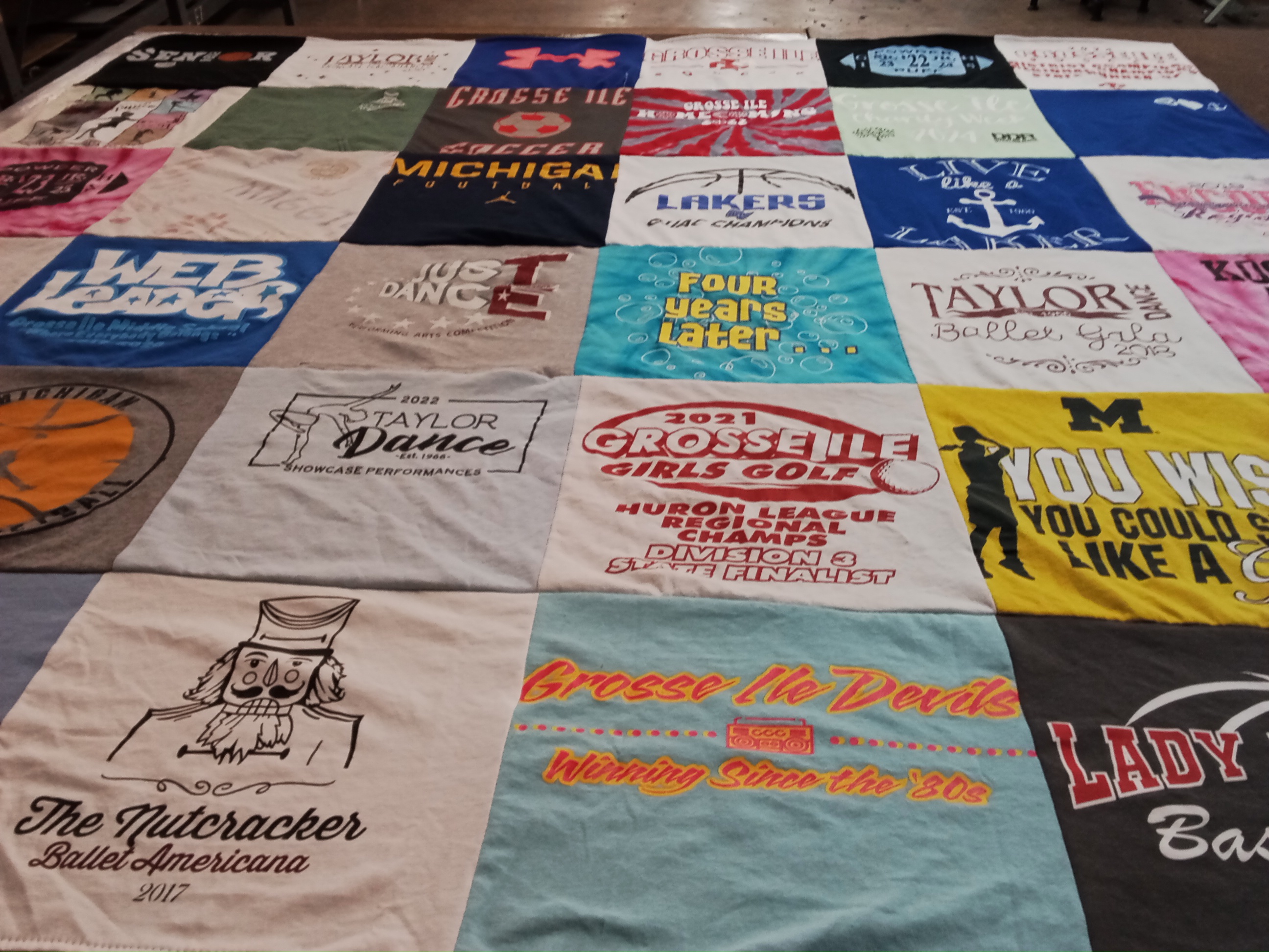 T-shirt quilt featuring grosse ile devils by Stacee from MI