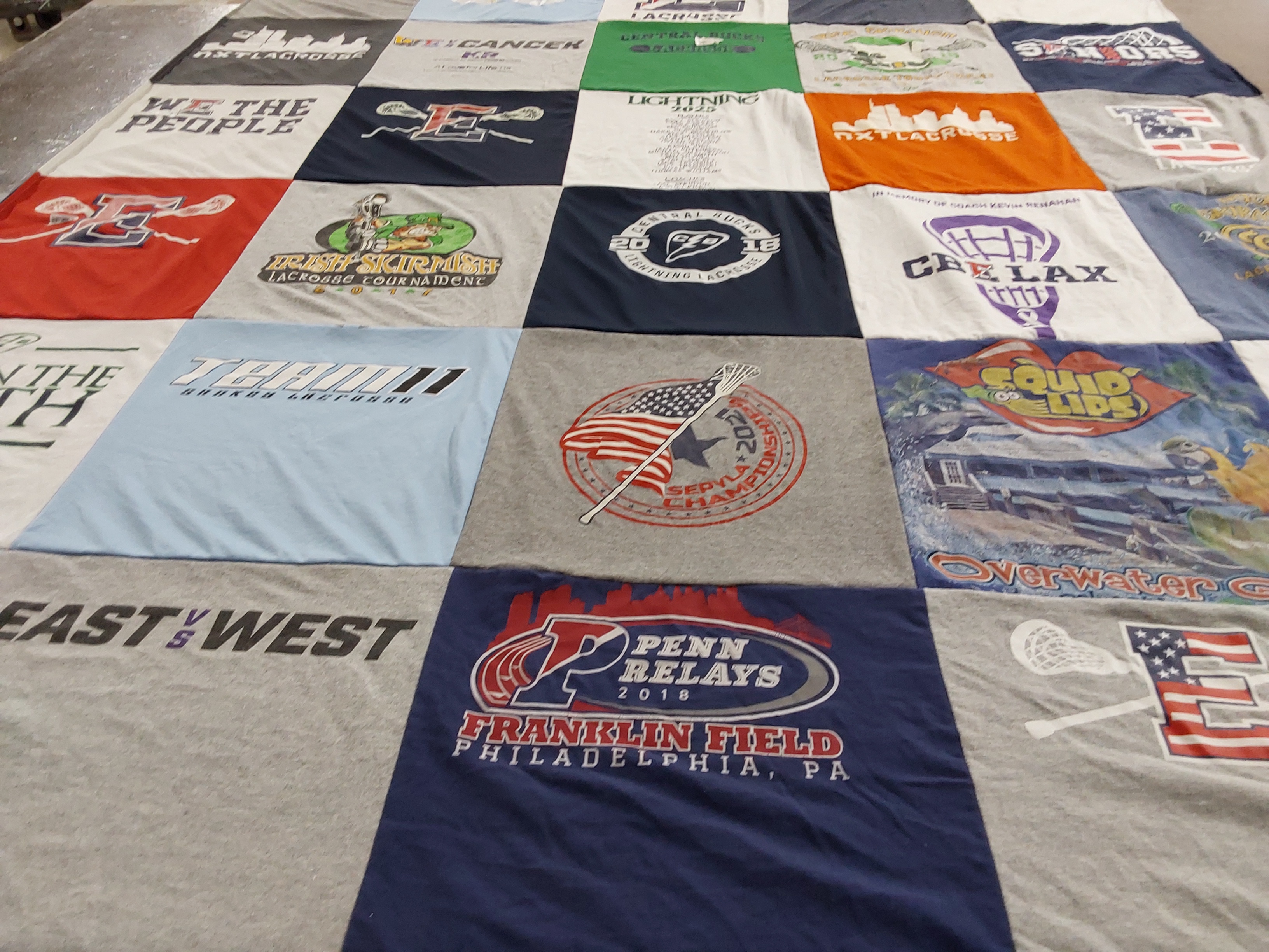 T-shirt quilt with lacrosse, tournaments themes by Nicole from PA