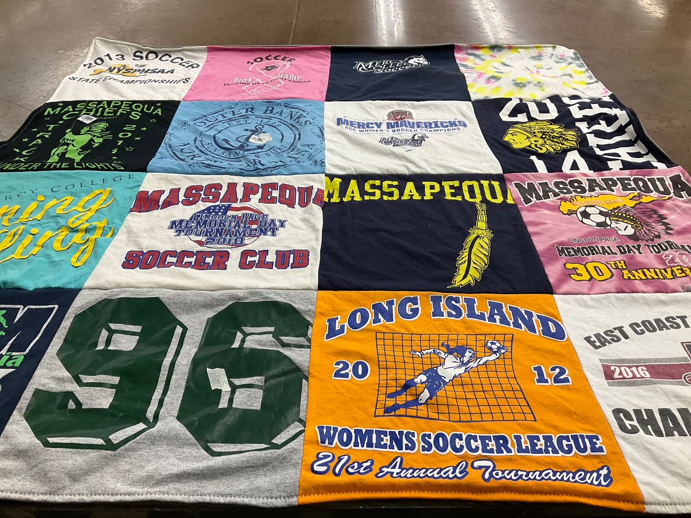 T-shirt quilt featuring mercy mavericks women's soccer by Leah from NY
