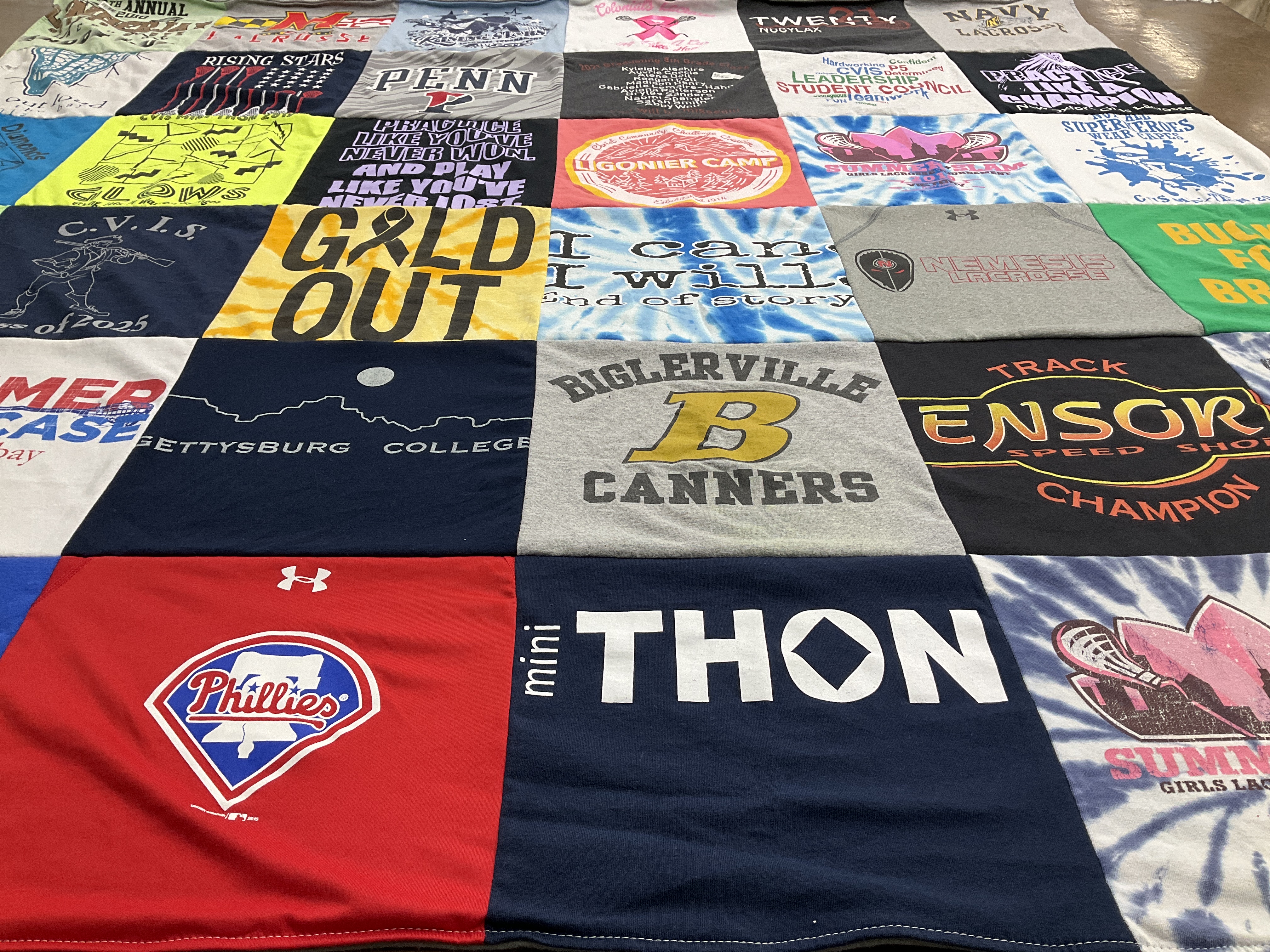 T-shirt quilt featuring philadelphia phillies, biglerville college by AnJie from PA