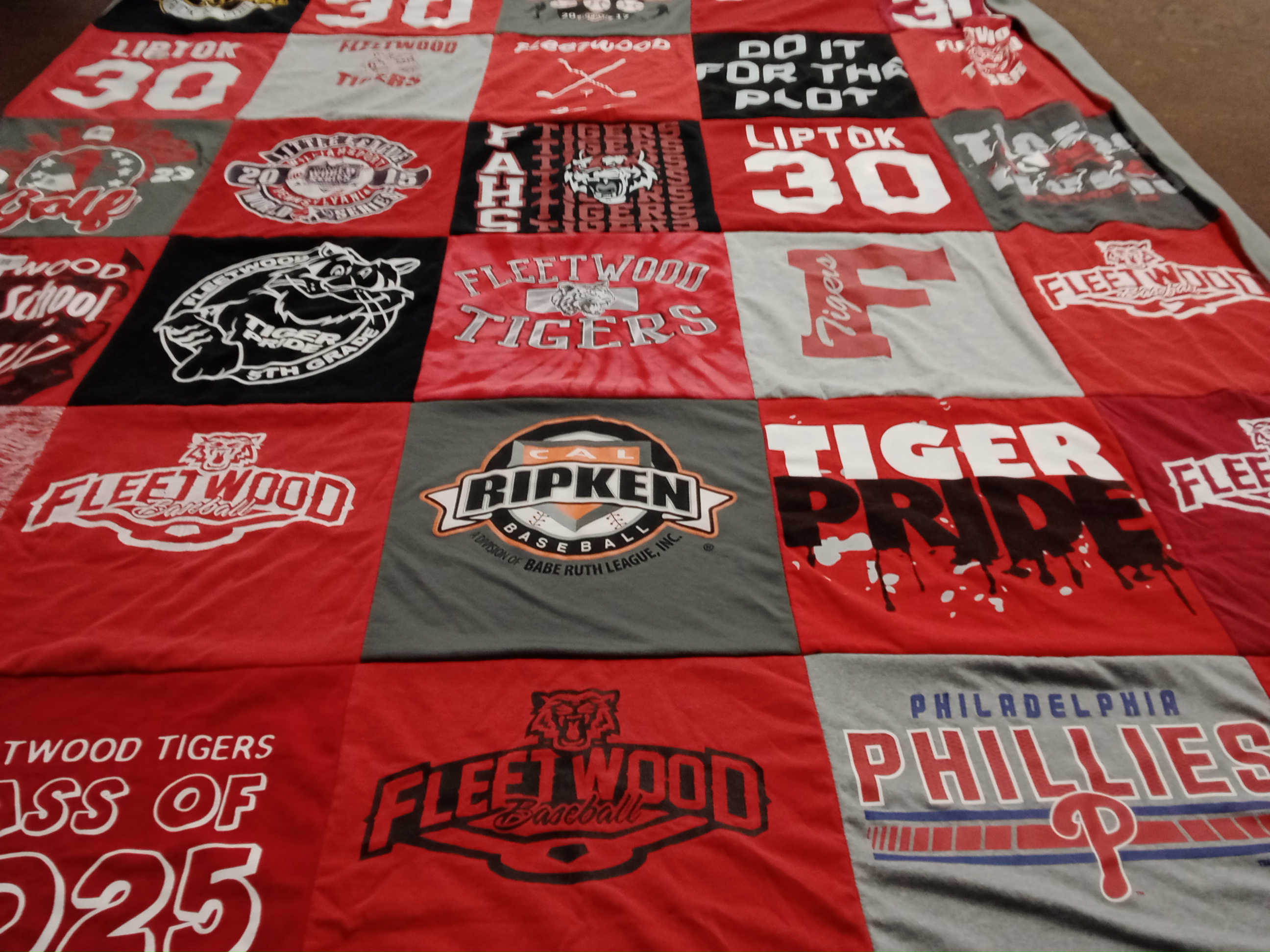 T-shirt quilt featuring fleetwood tigers, philadelphia phillies by Dana from PA