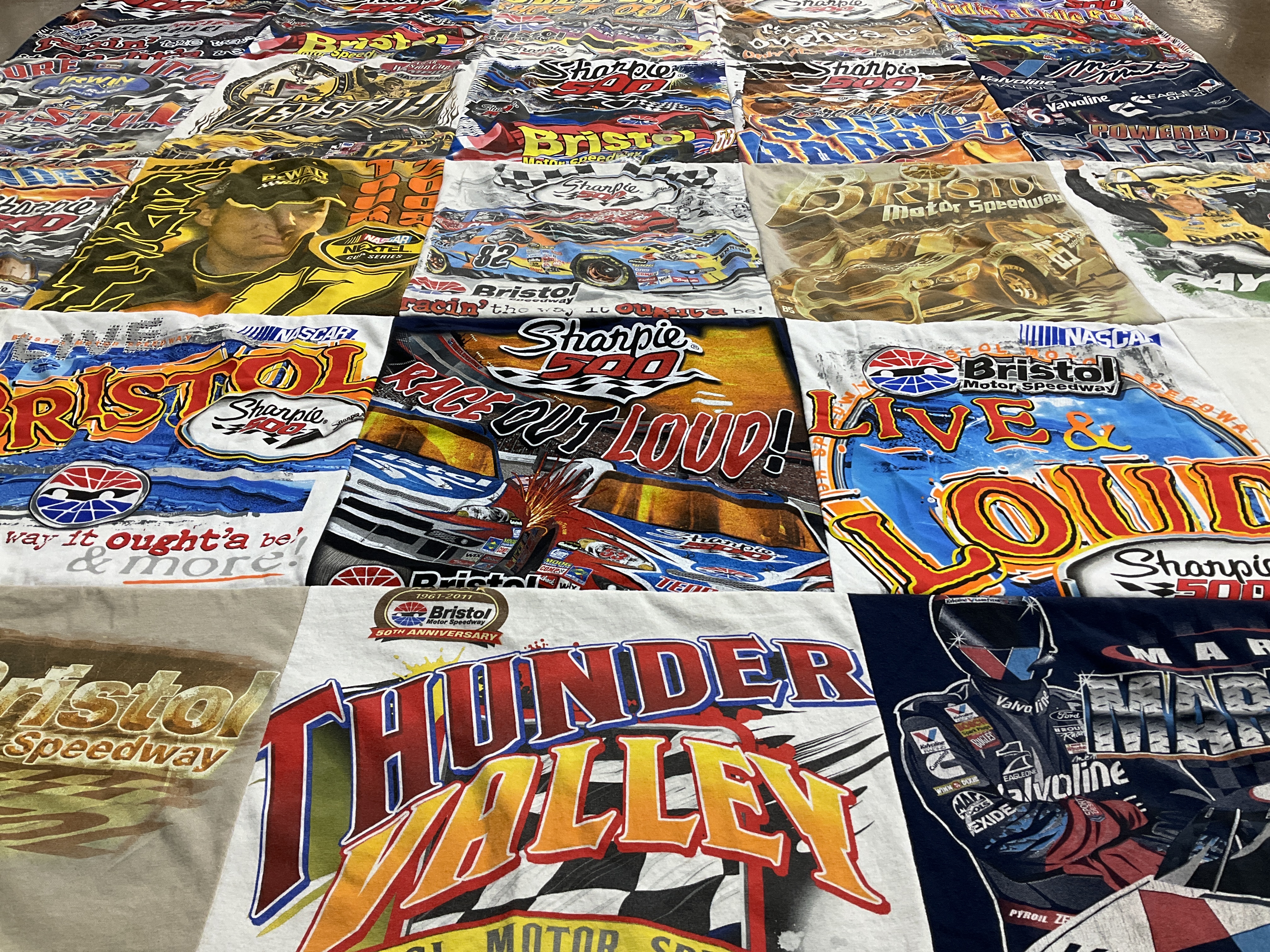 T-shirt quilt with nascar, racing themes by Kelly from MA
