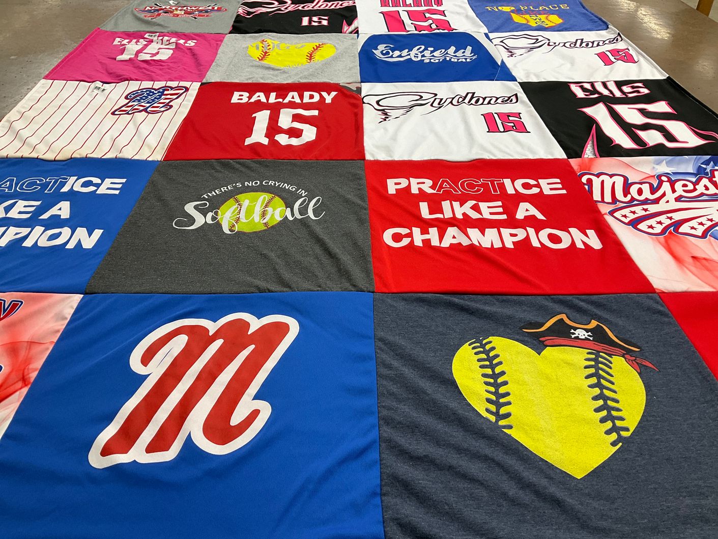 T-shirt quilt featuring cyclones by Michele from NV