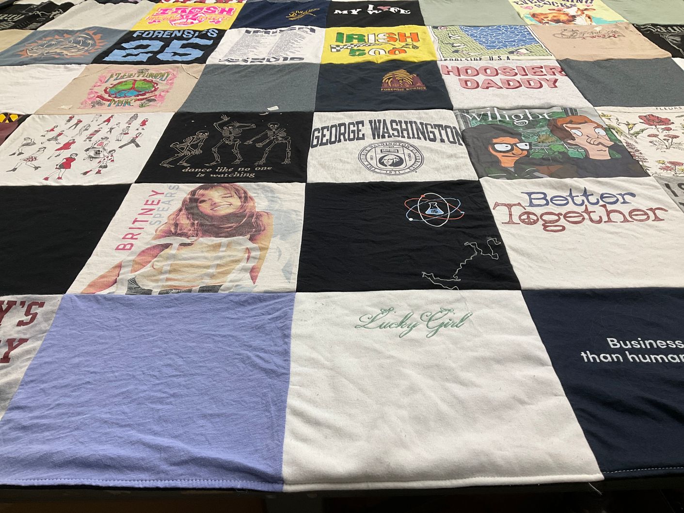 T-shirt quilt from george washington university by Laura from NY