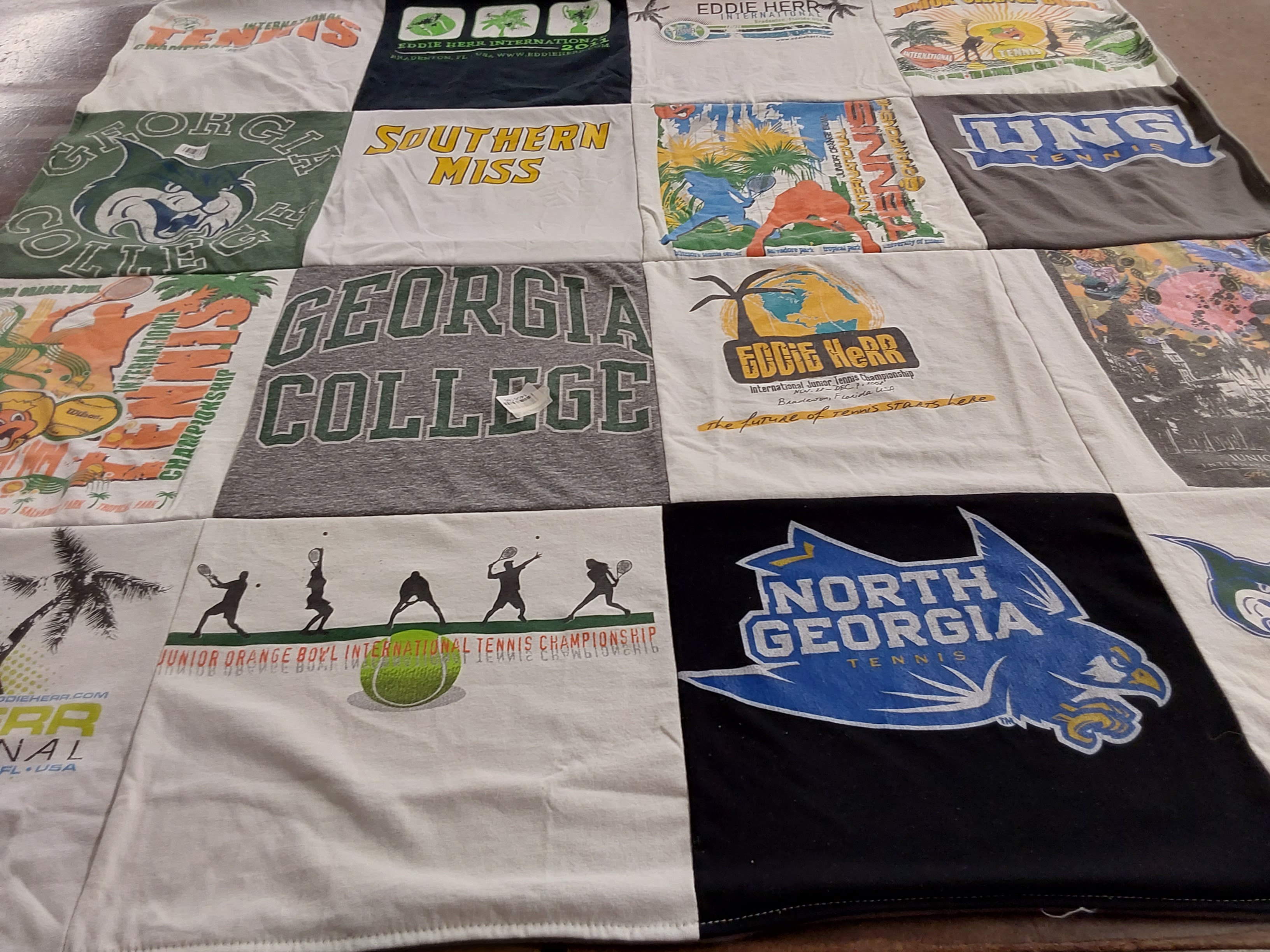 T-shirt quilt featuring north georgia tennis, southern miss tennis by Karina from AL