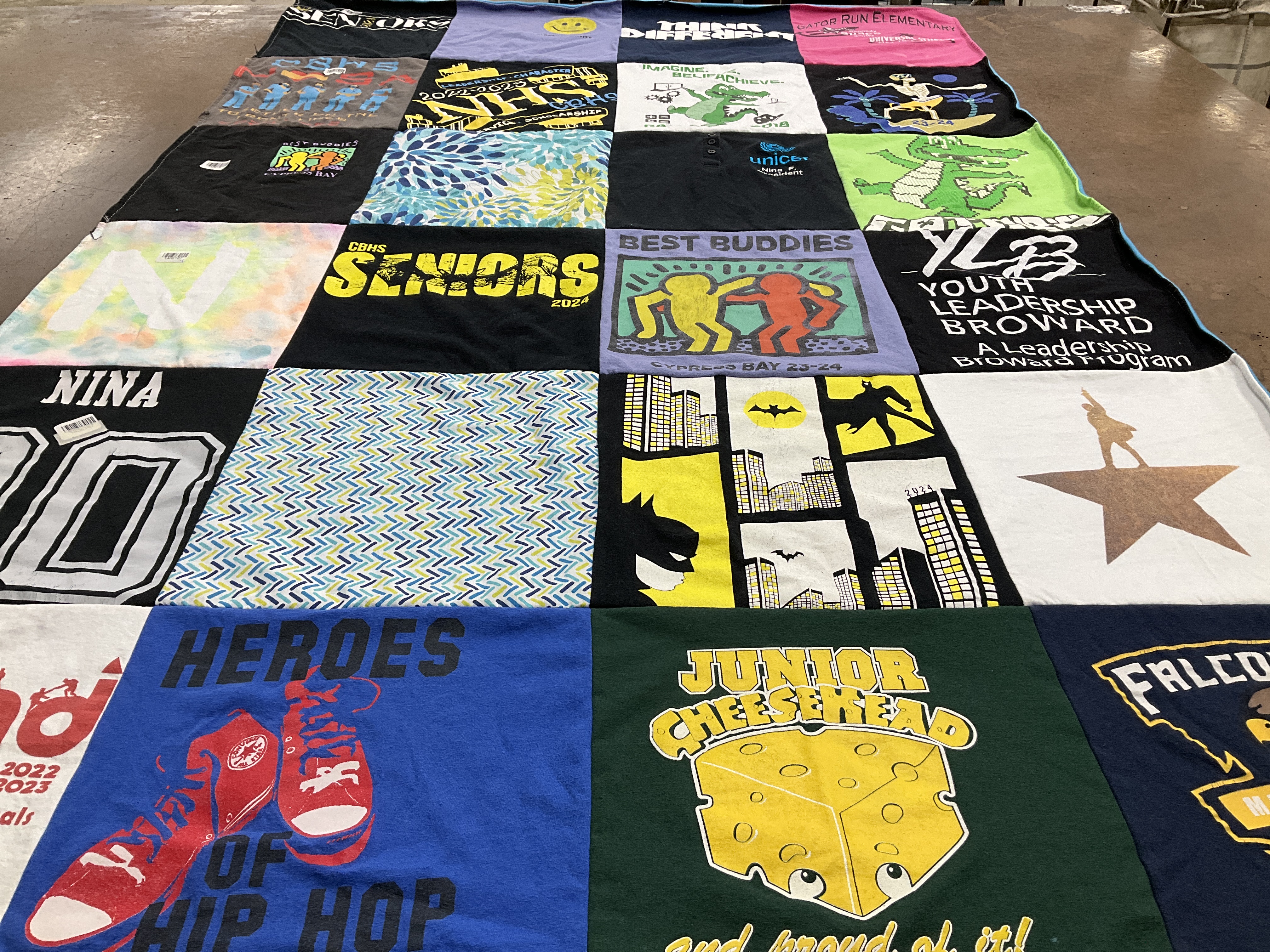 T-shirt quilt featuring cypress bay high school falcons by Shalini from FL