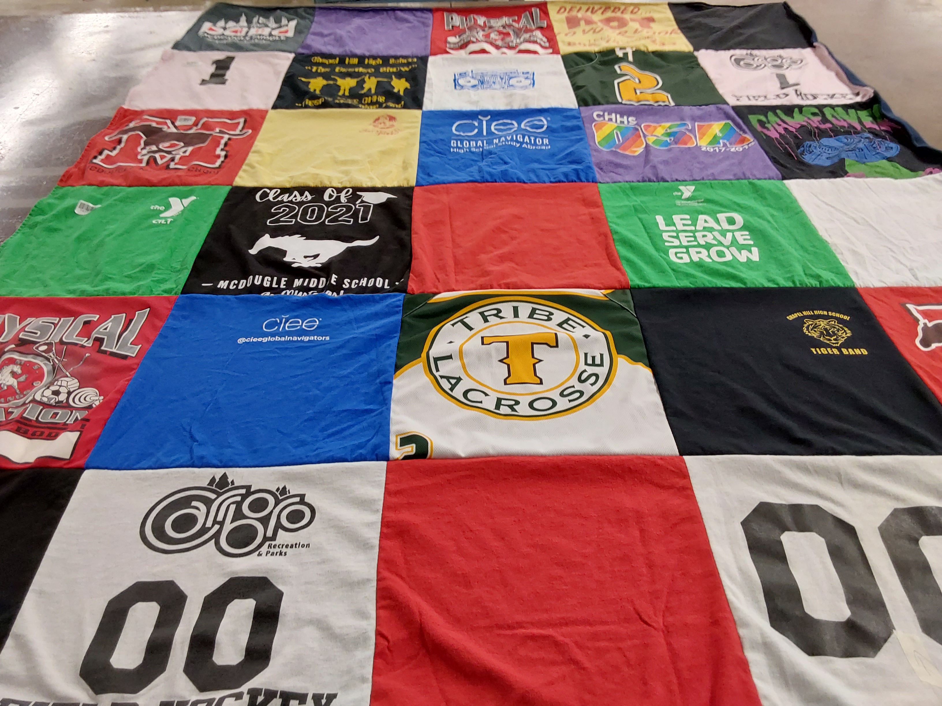 T-shirt quilt featuring tribe lacrosse by Susana from NC