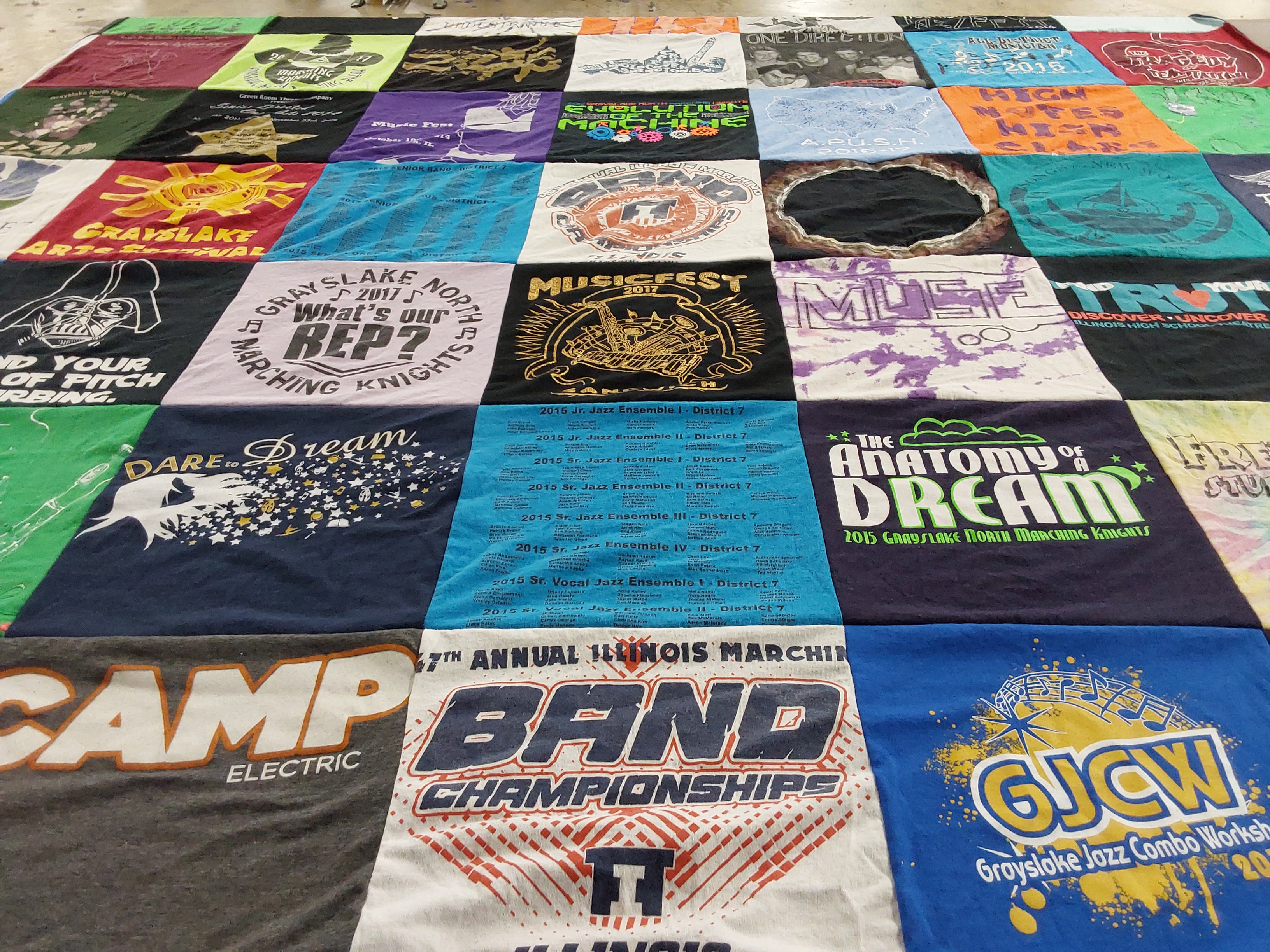T-shirt quilt featuring graylake north marching knights by Josephine from IA