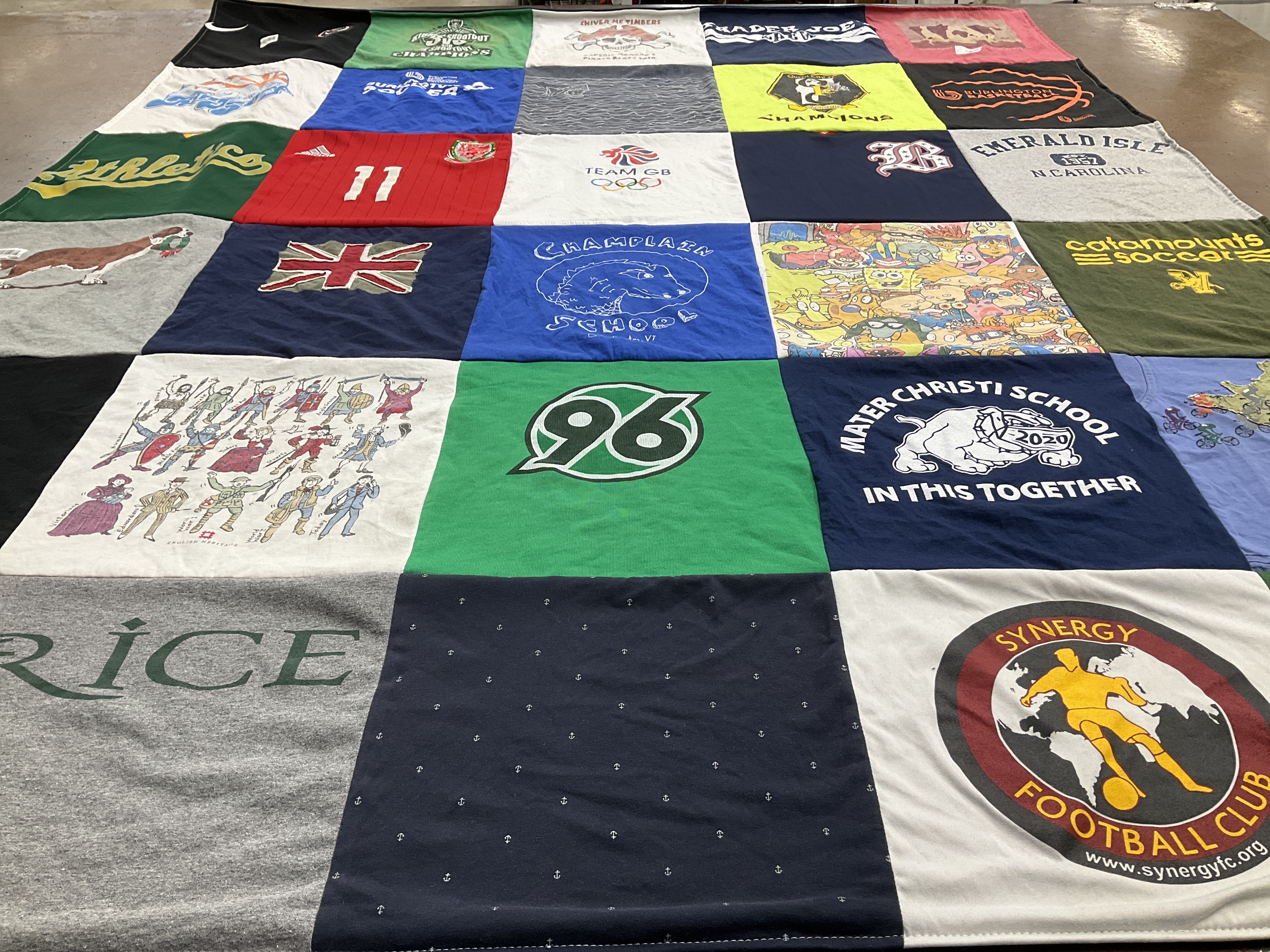 T-shirt quilt featuring synergy football club by Kate from VT