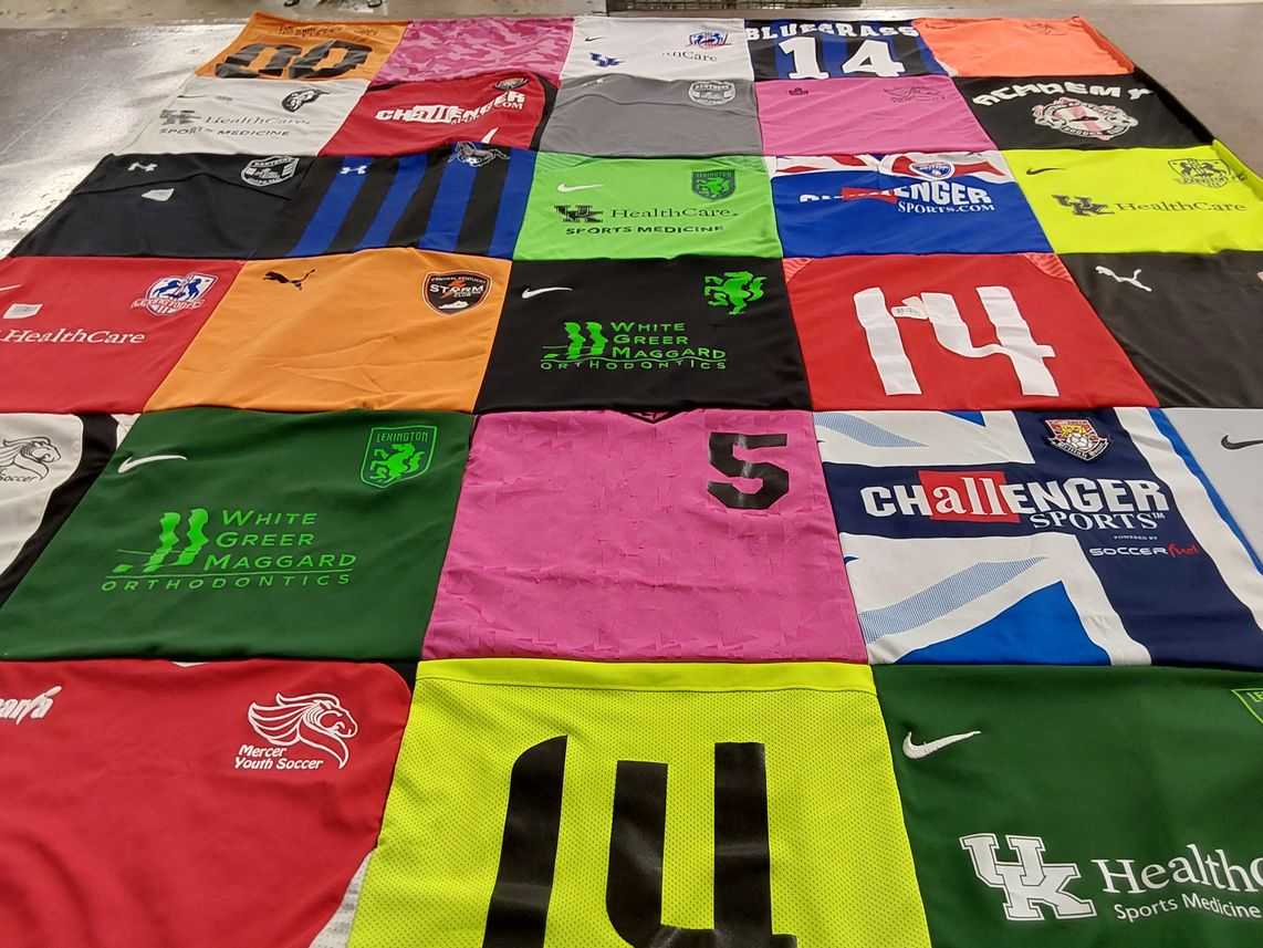 T-shirt quilt featuring mercer youth soccer by Kristal from KY