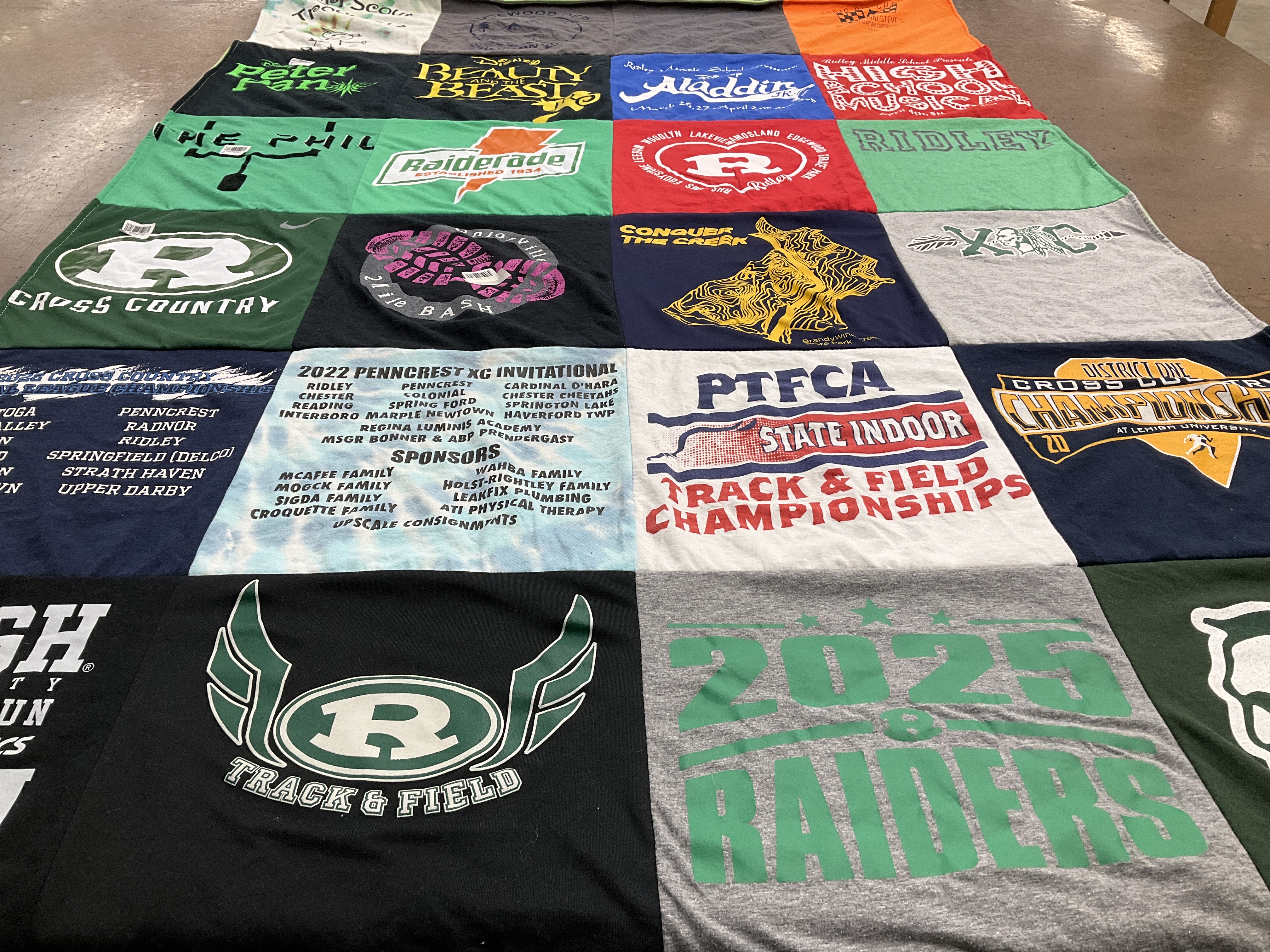 T-shirt quilt featuring ridley high school track and field, ridley high school cross country by Jamie from PA