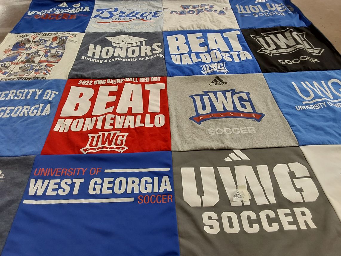 T-shirt quilt featuring uwg wolves soccer by Shelly from FL