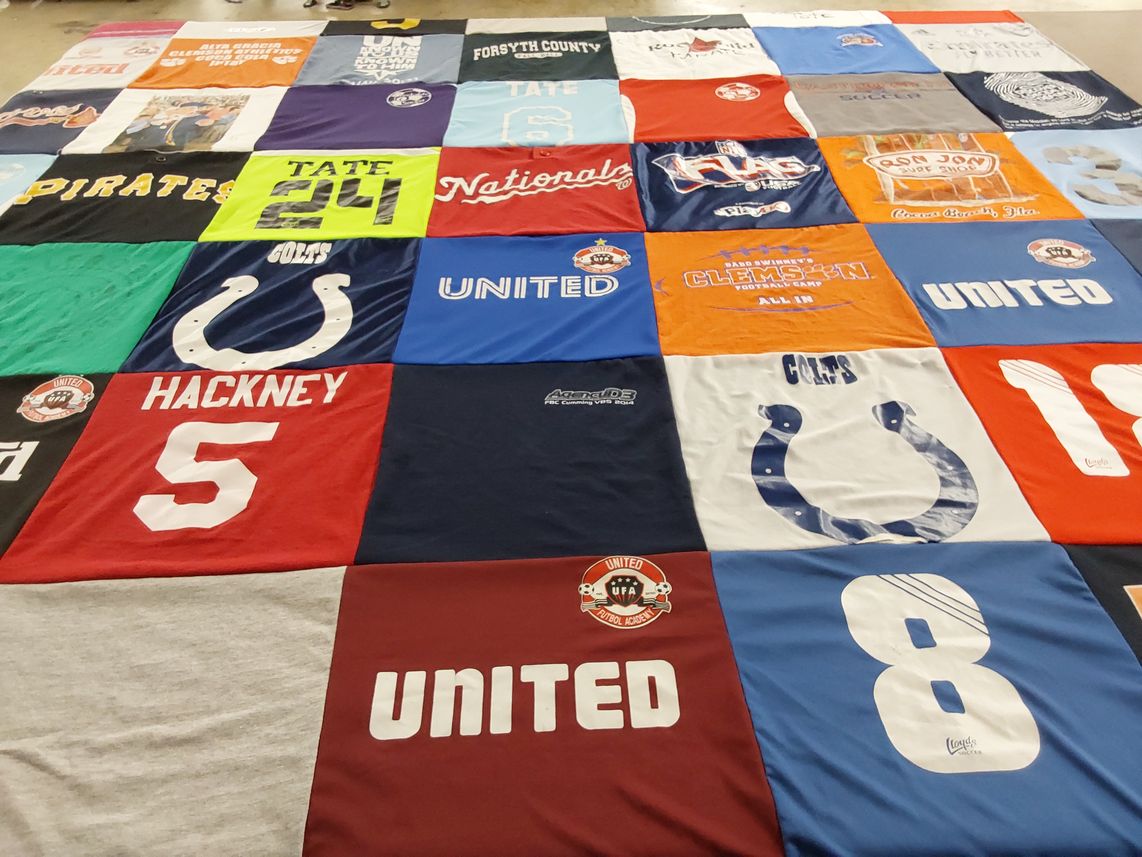 T-shirt quilt featuring colts, pirates by Melissa from GA