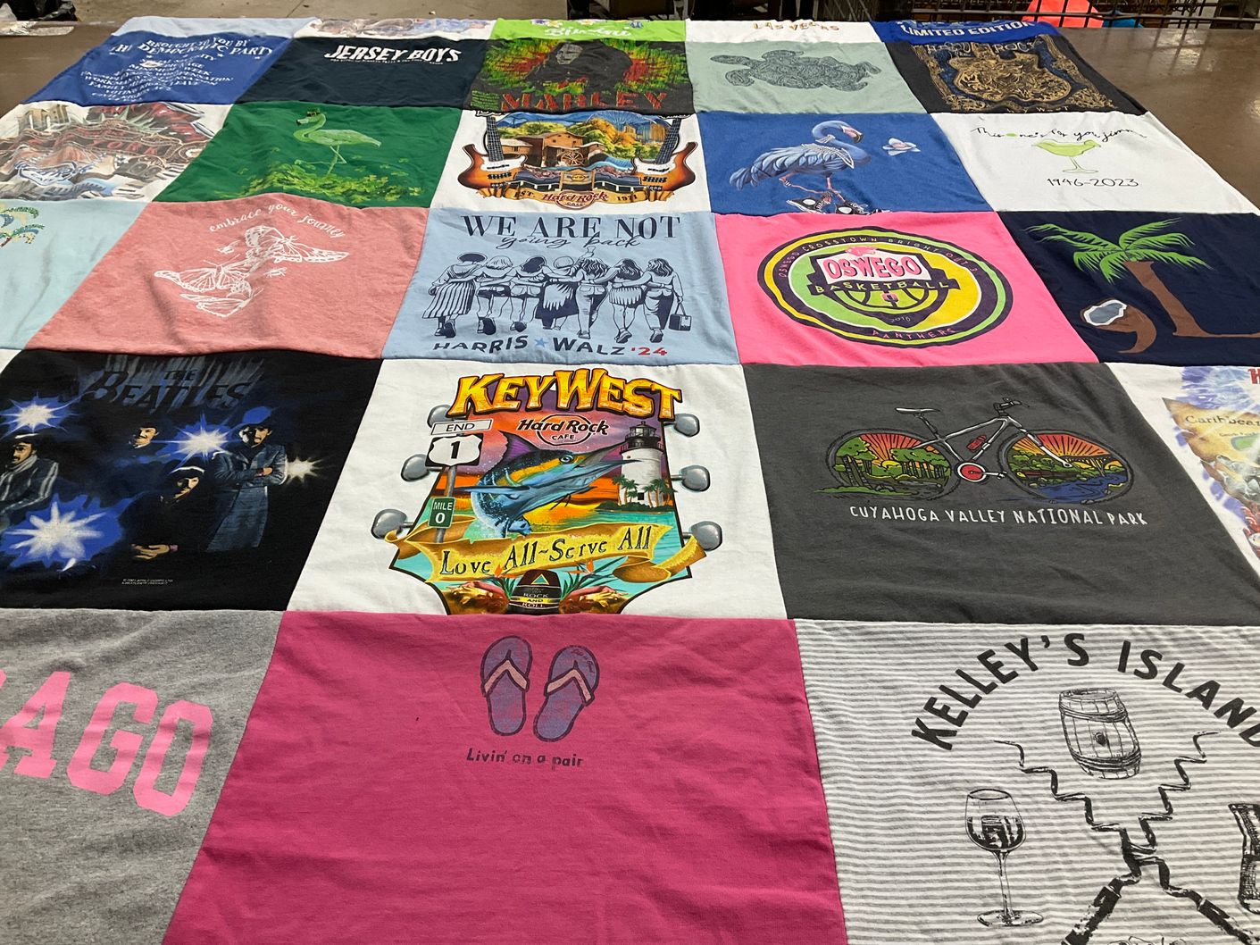 T-shirt quilt with theater, music themes by Cynthia from FL