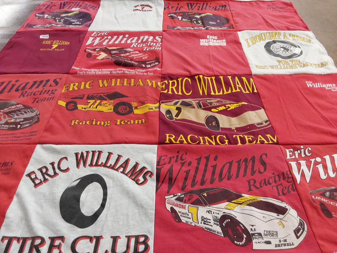 T-shirt quilt with racing, cars themes by Michelle from VT