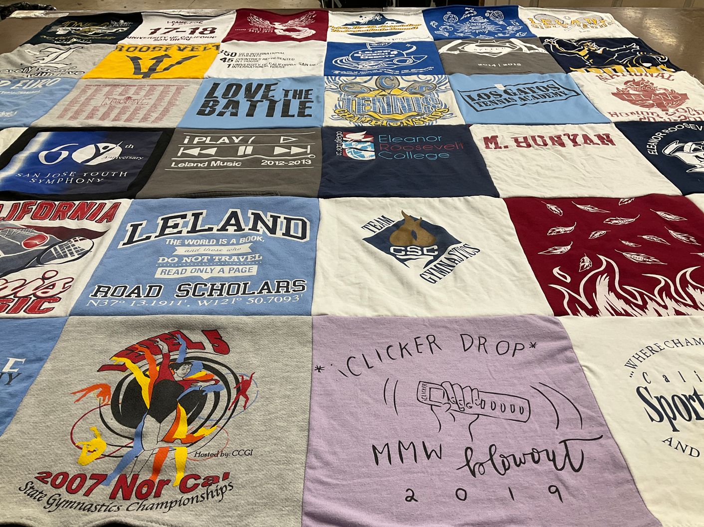 T-shirt quilt featuring team gymnastics by Asha from CA