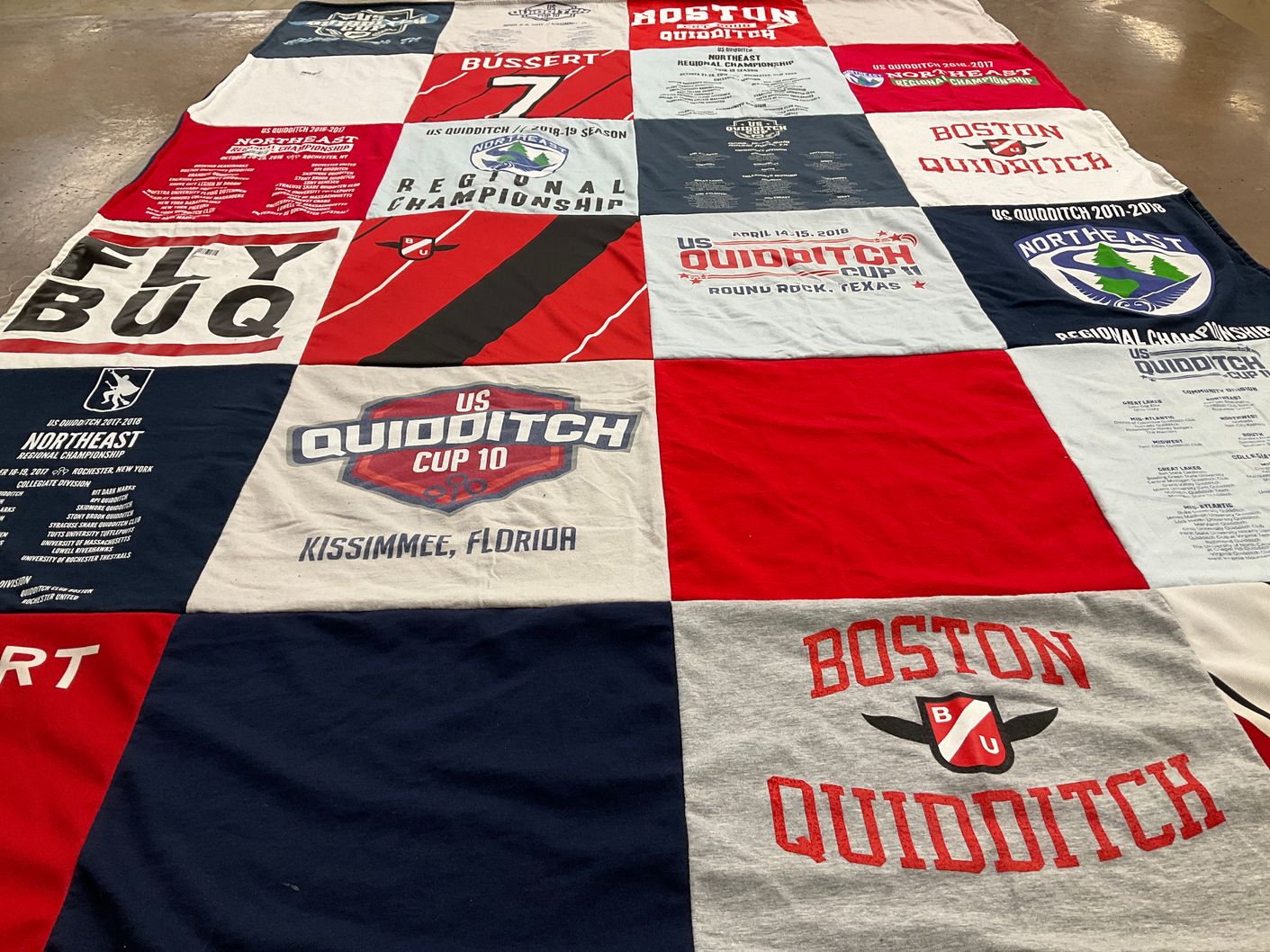 T-shirt quilt featuring boston university quidditch by Allison from MA