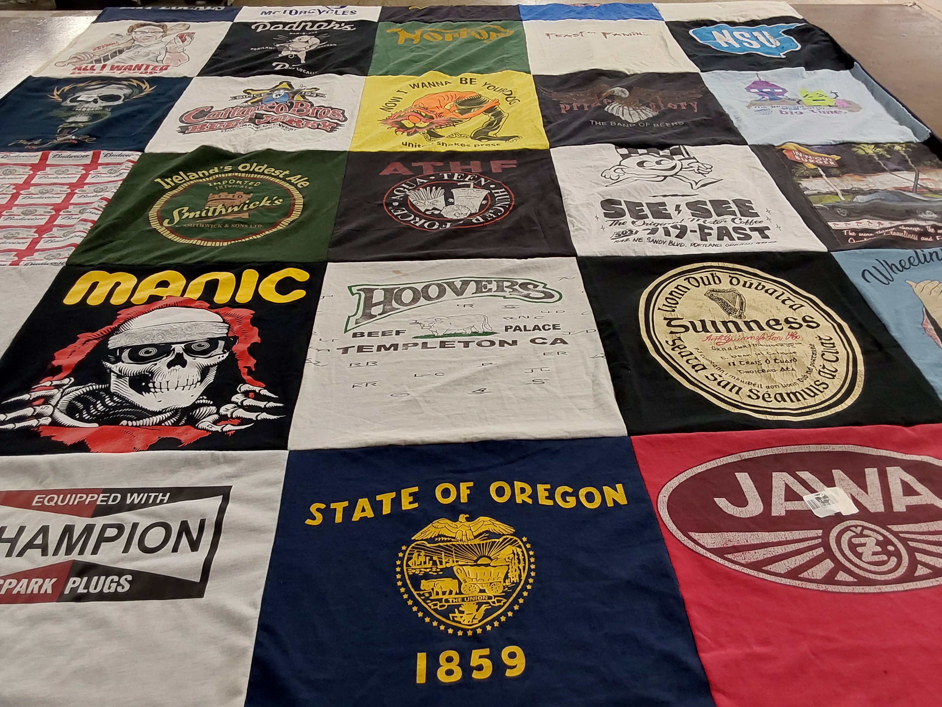 T-shirt quilt from northwest seniour university by Larry from OR