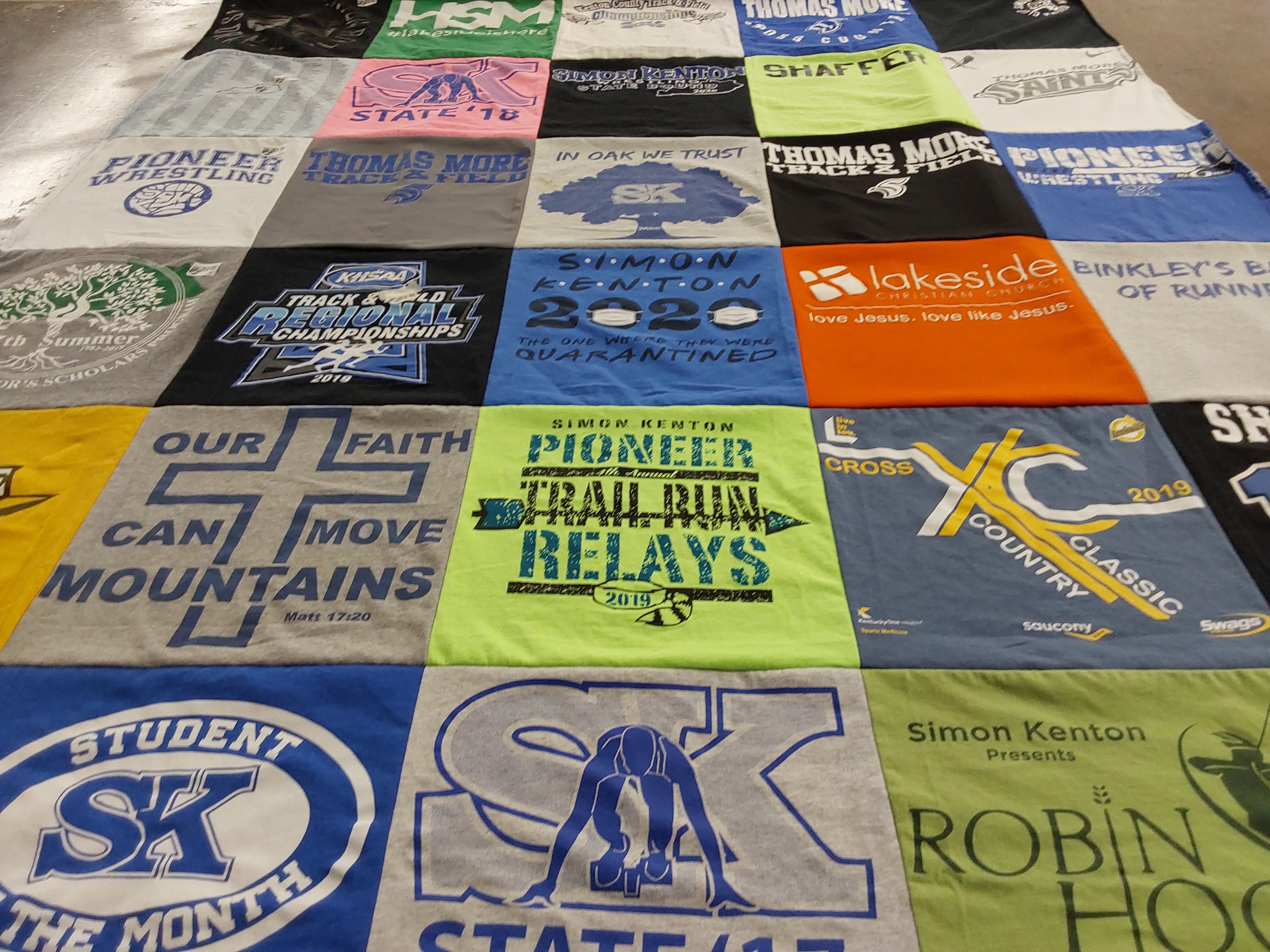 T-shirt quilt featuring simon kenton cross country team by Kristine from KY