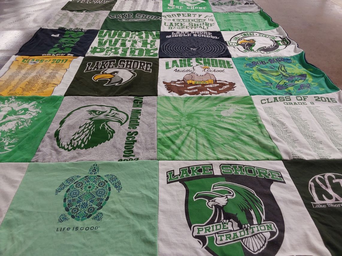 T-shirt quilt featuring lake shore baseball by Lesa from NY