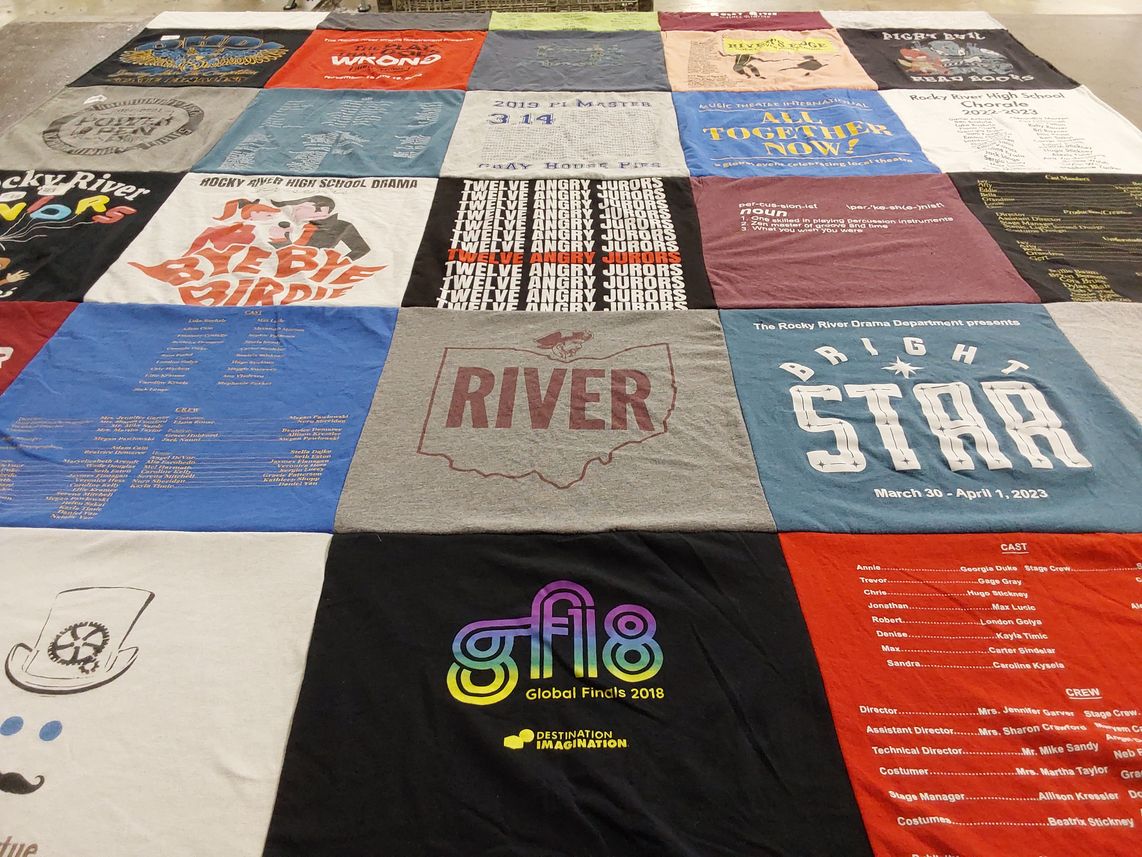T-shirt quilt from rocky river high school by Owen from OH