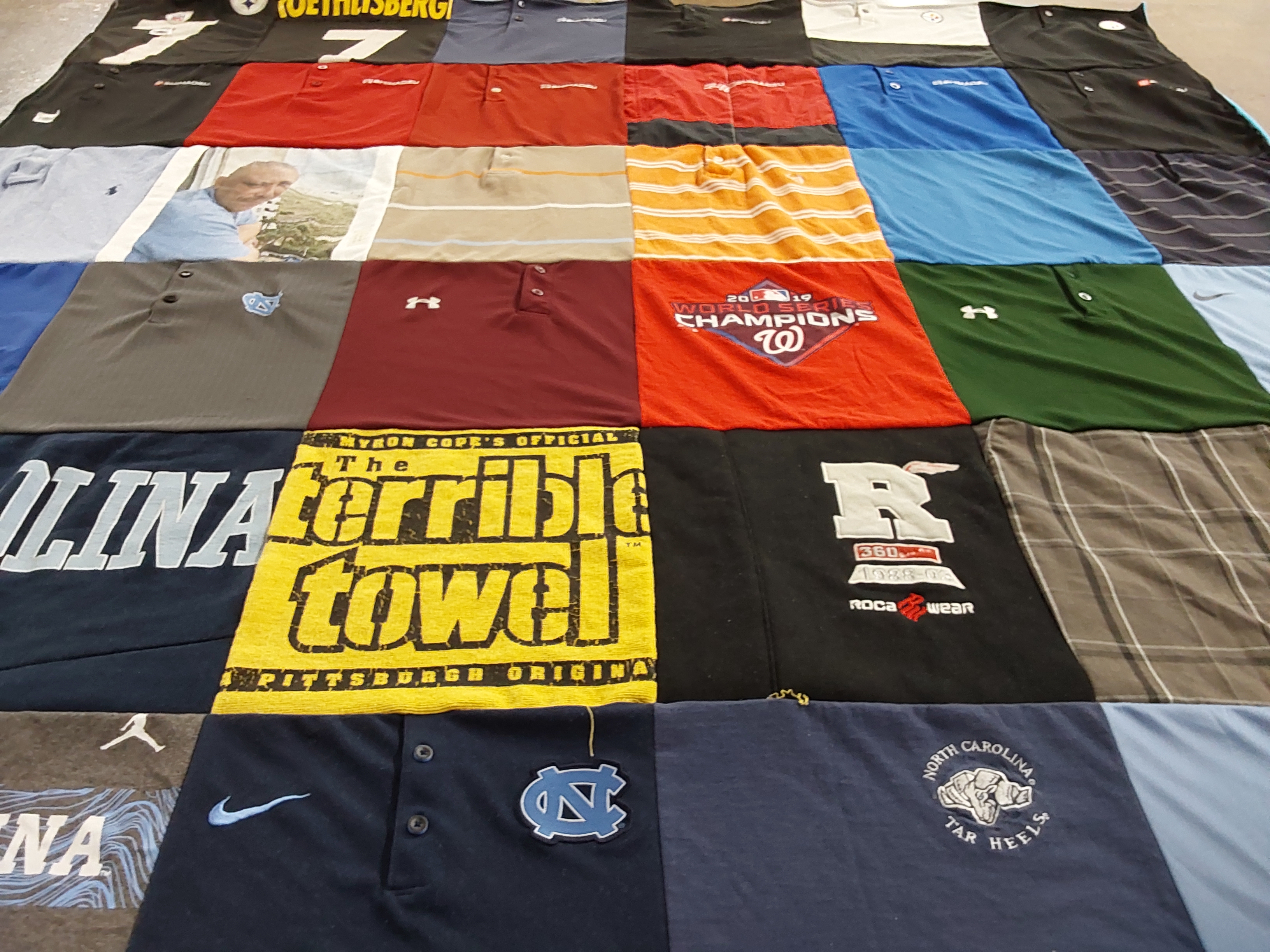 T-shirt quilt featuring university of north carolina tar heels by LAURA from MD