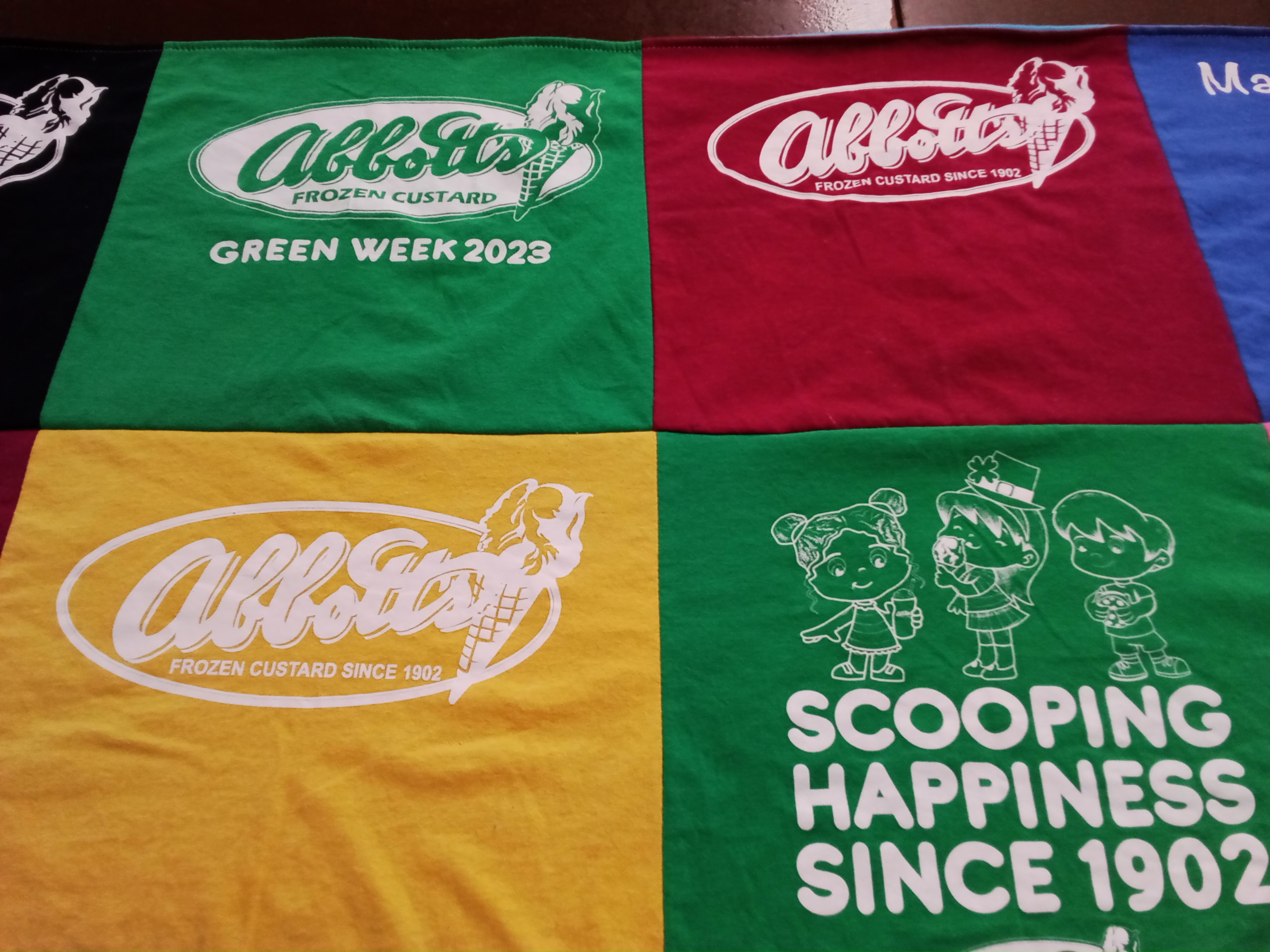 T-shirt quilt with frozen custard, desserts themes by Caitlin from SC