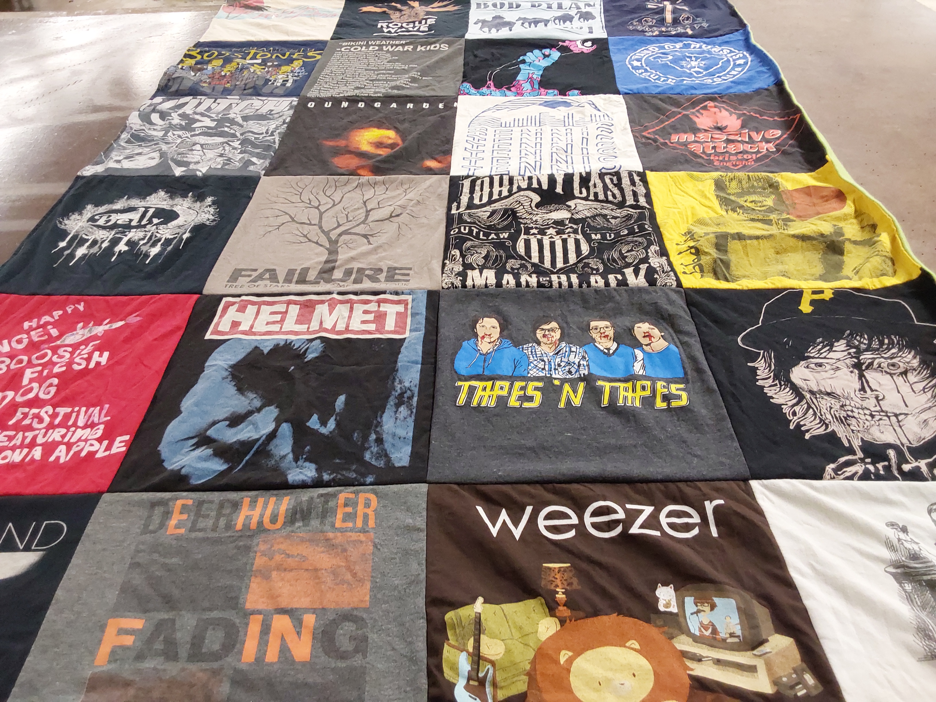 T-shirt quilt with music, bands themes by Charles from MA