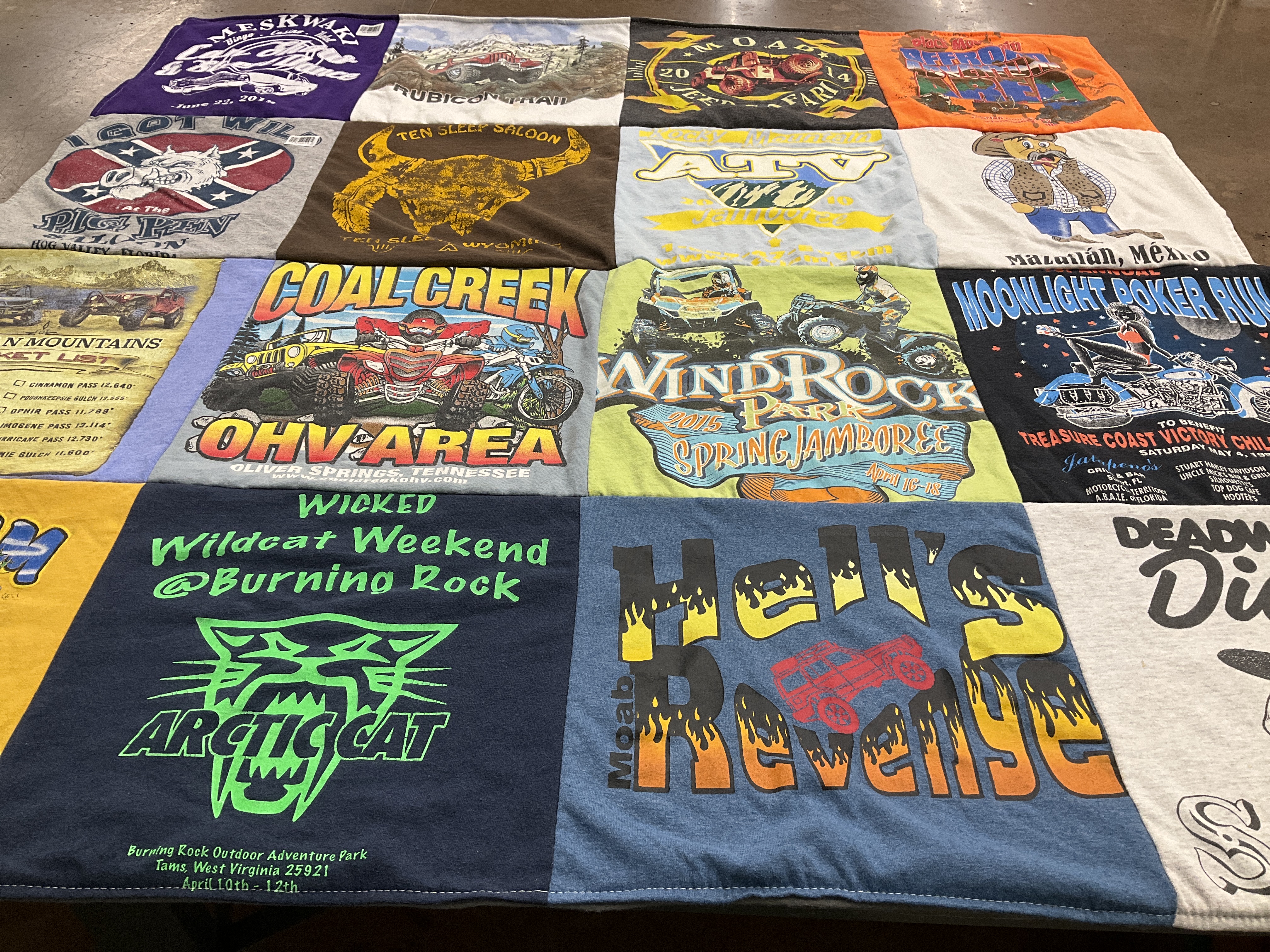 T-shirt quilt with off-roading, atvs themes by Dave from SD