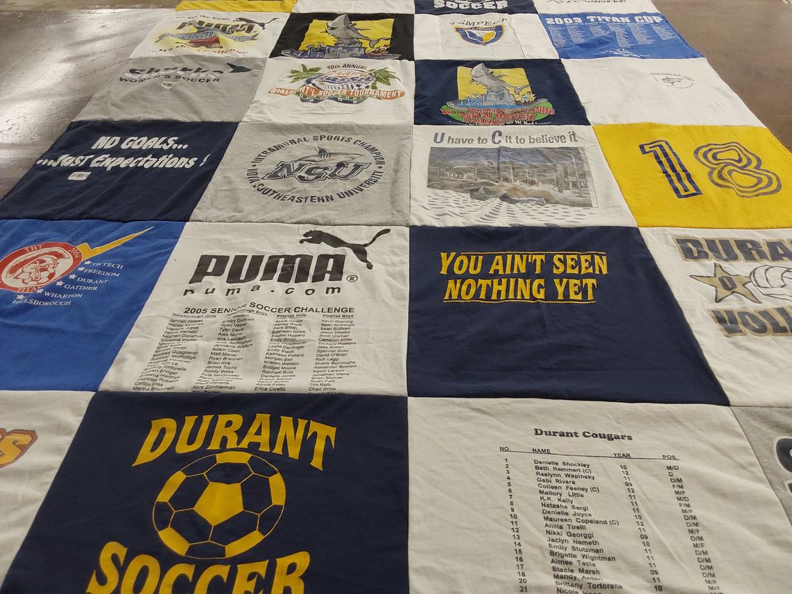 T-shirt quilt featuring durant cougars by Theresa from FL