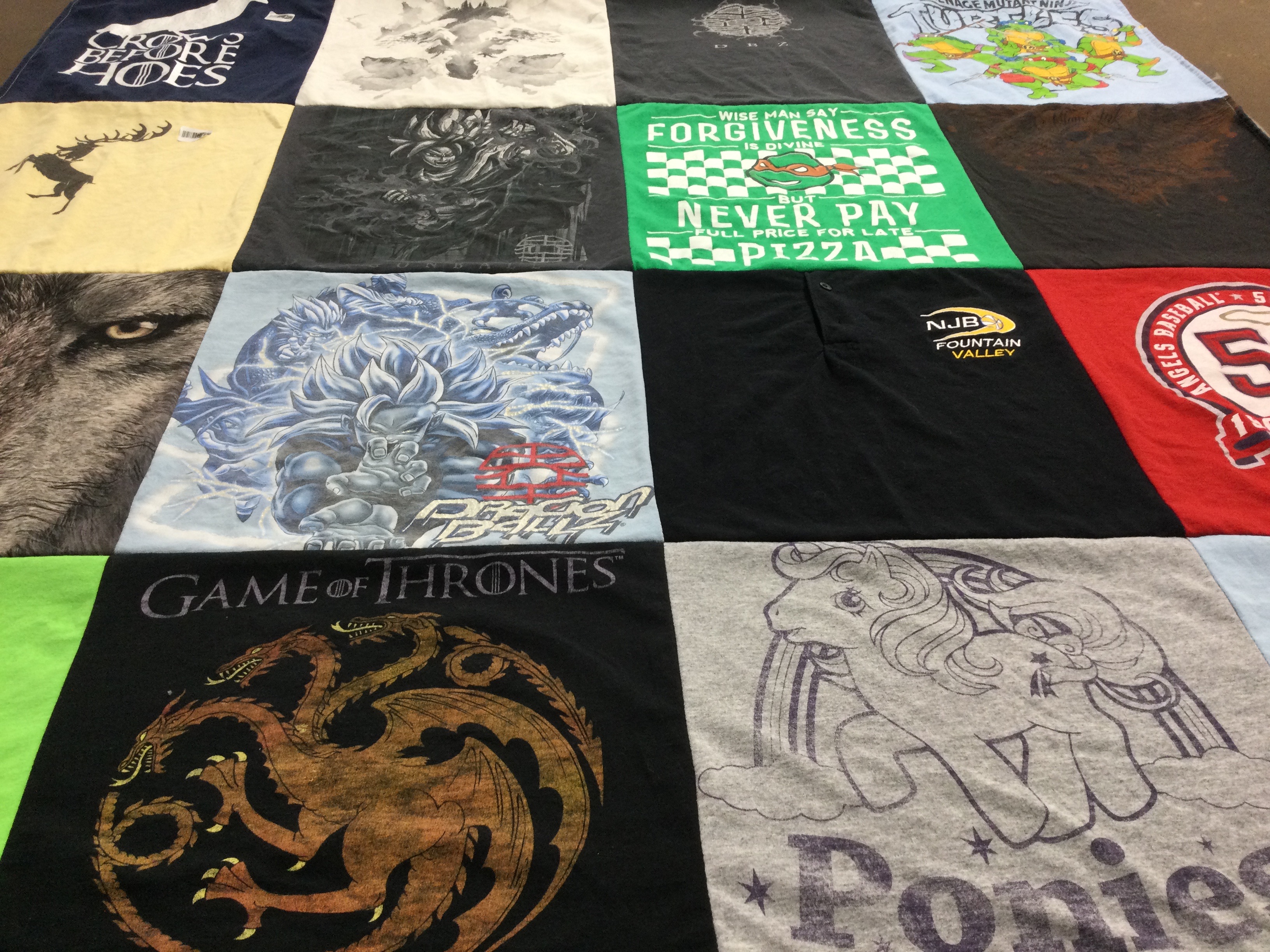 T-shirt quilt featuring angels baseball by Sara from CA