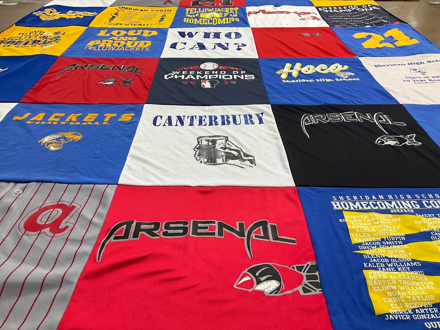 T-shirt quilt featuring yellowjackets football by ELIZABETH from AR