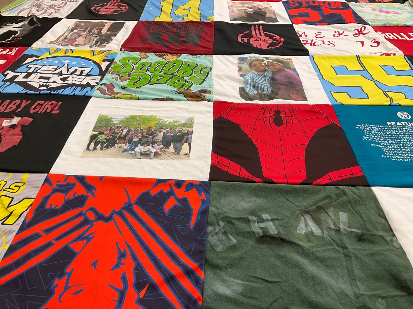 T-shirt quilt with cartoons, photography themes by Khaadimah from AR