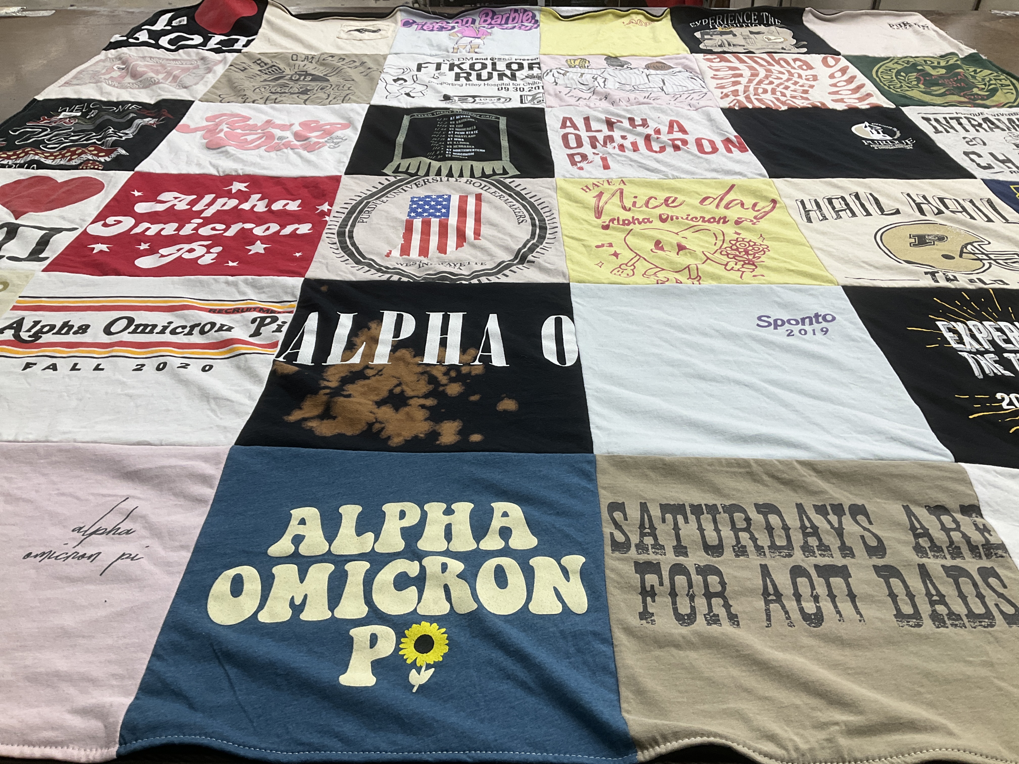 T-shirt quilt with sorority, fraternity themes by Eunice from IN