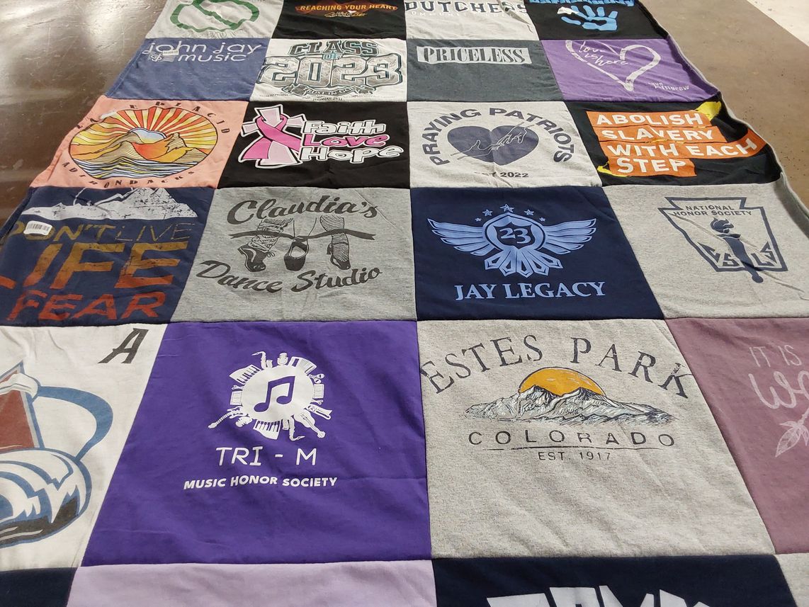 T-shirt quilt featuring praying patriots by Gabbi from NY