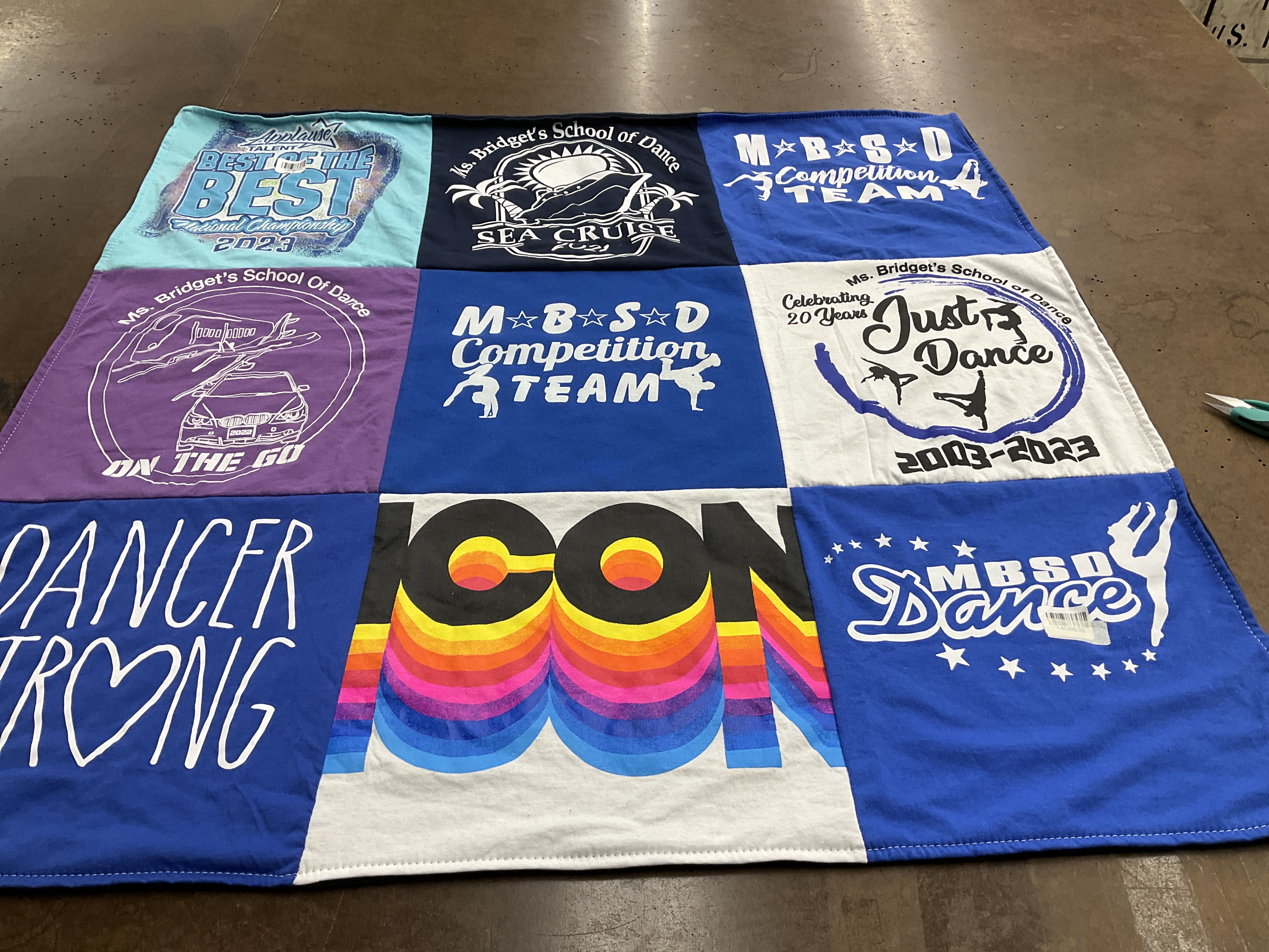 T-shirt quilt with dance, competition themes by Jennifer from MI