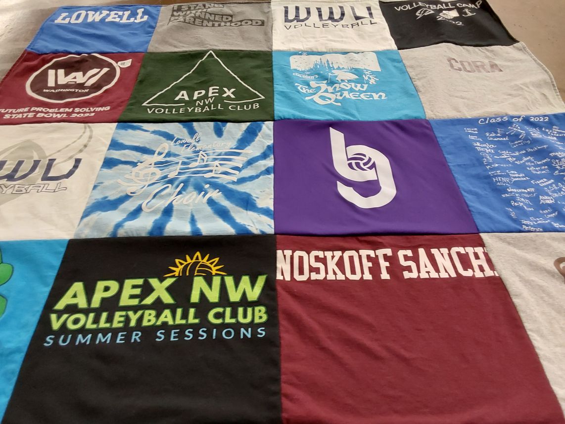 T-shirt quilt featuring apex nw volleyball club by Jennie from WA