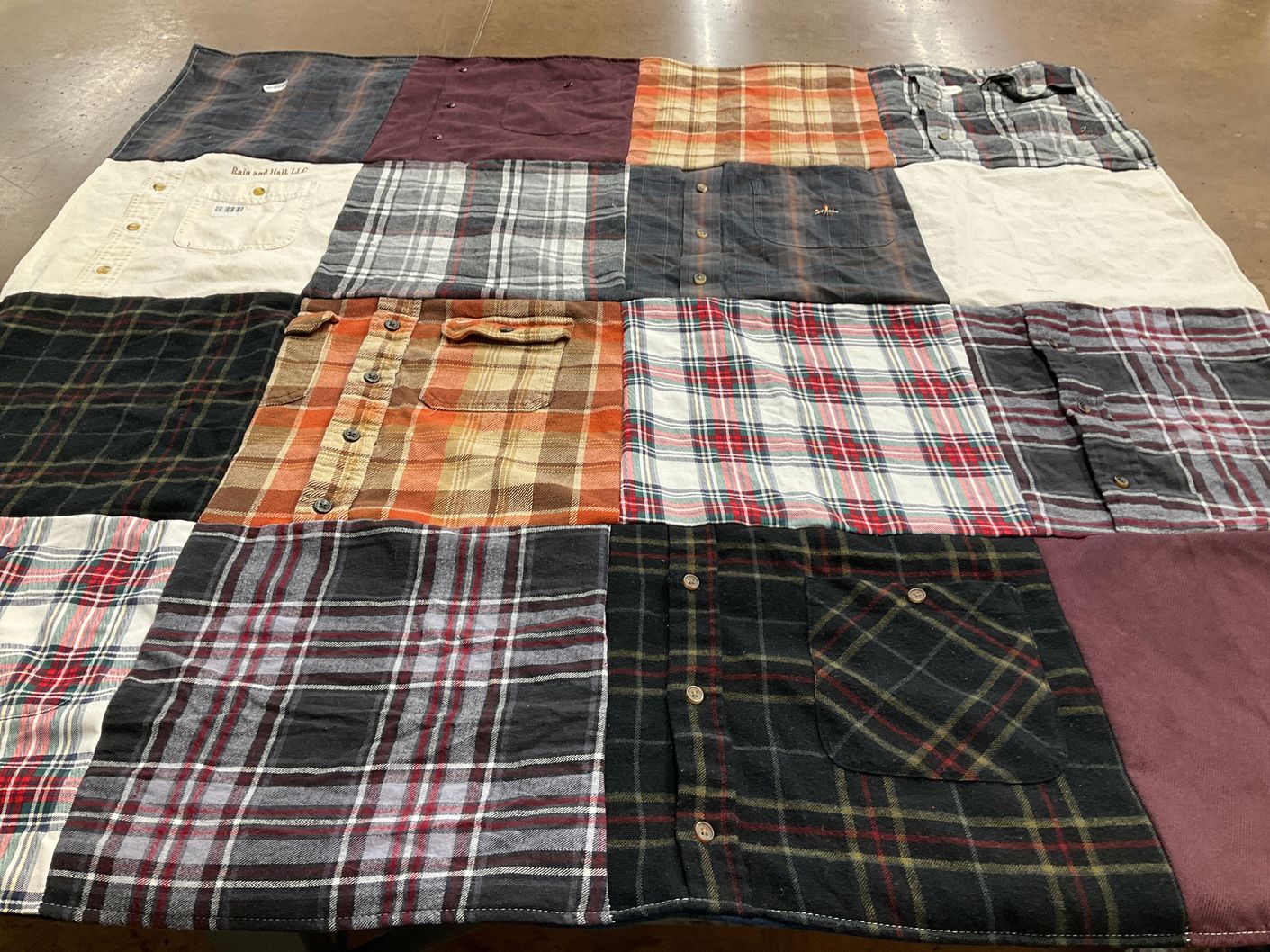 T-shirt quilt with outdoor activities, camping themes by Leah from NC