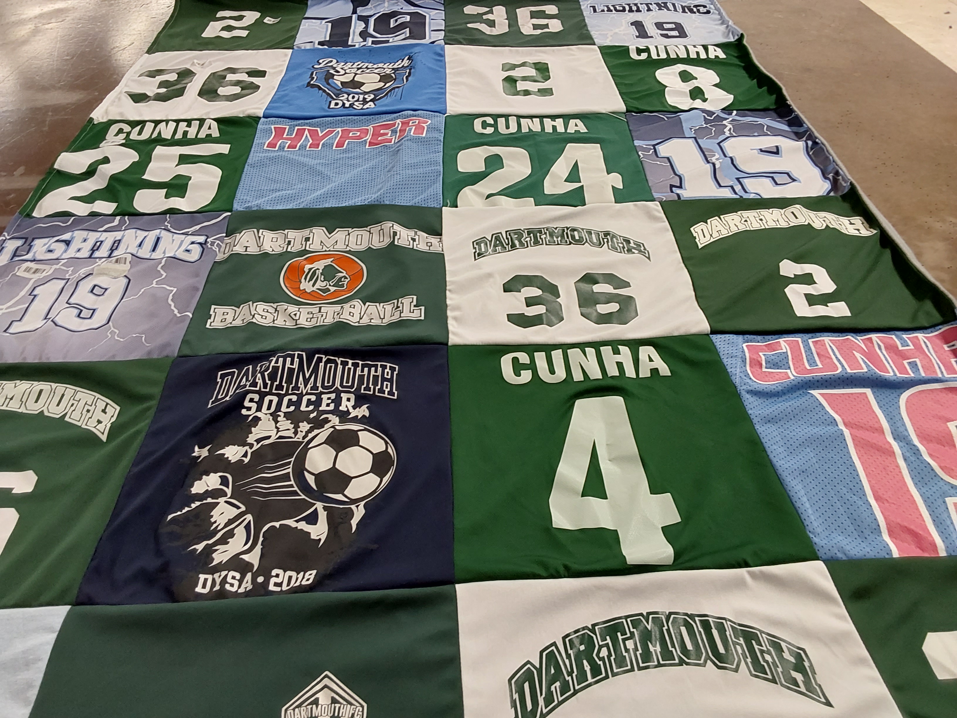 T-shirt quilt from dartmouth college by Kelly from MA