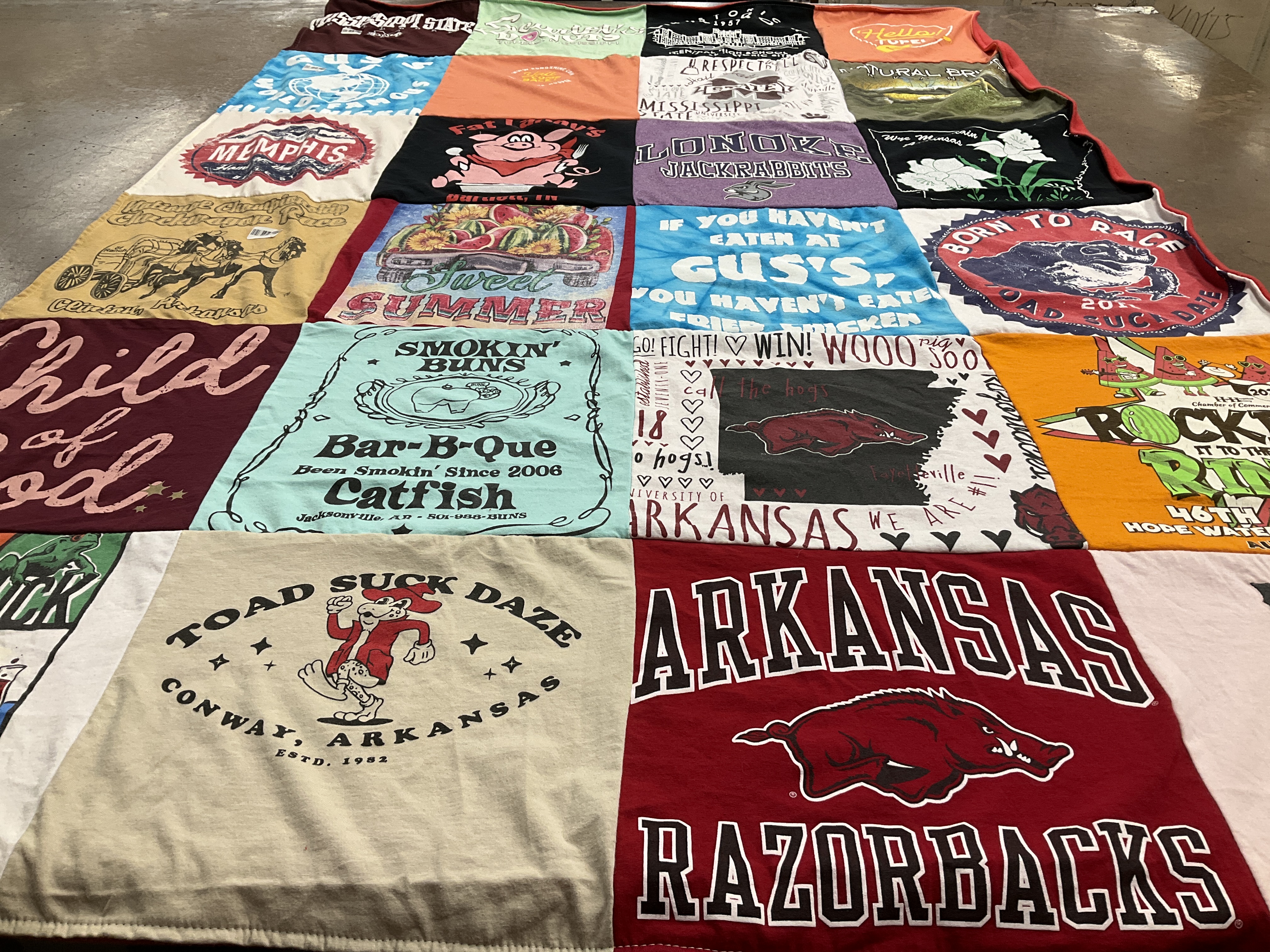 T-shirt quilt featuring arkansas razorbacks by Cyndy from UT